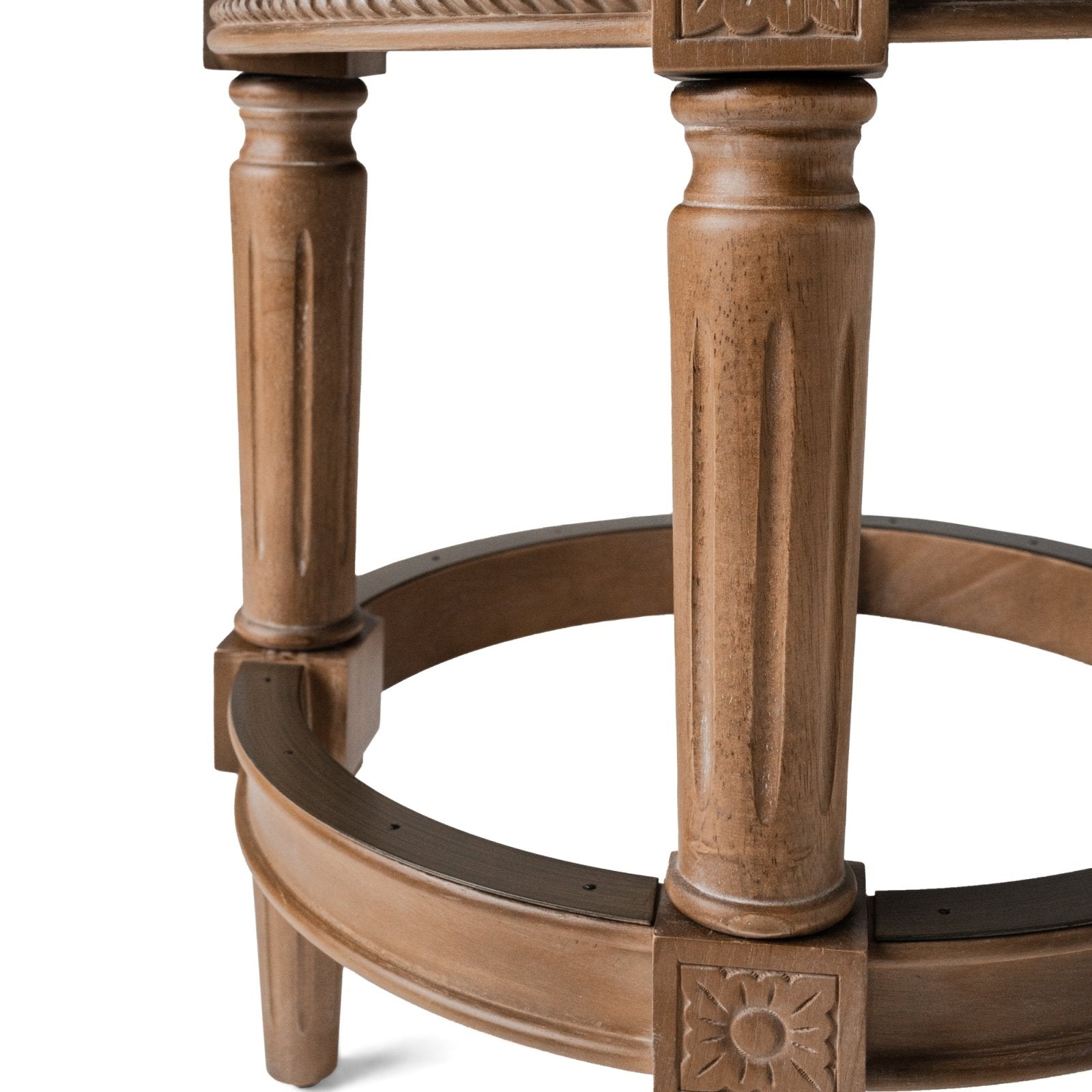 26" Pullman Backless Counter Stool in Natural Finish with Light Grey Fabric in Stools by Maven Lane