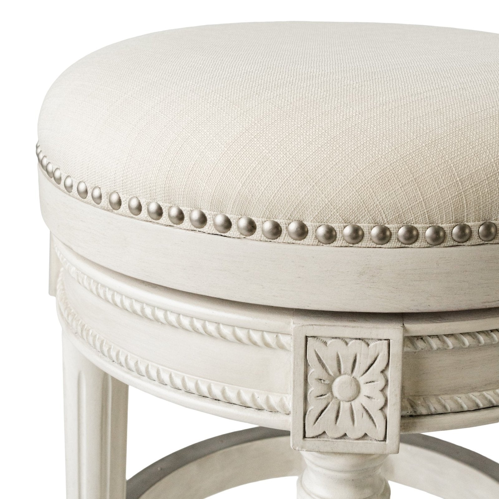 26" Pullman Backless Counter Stool in White Oak Finish with Natural Fabric Upholstery in Stools by Maven Lane