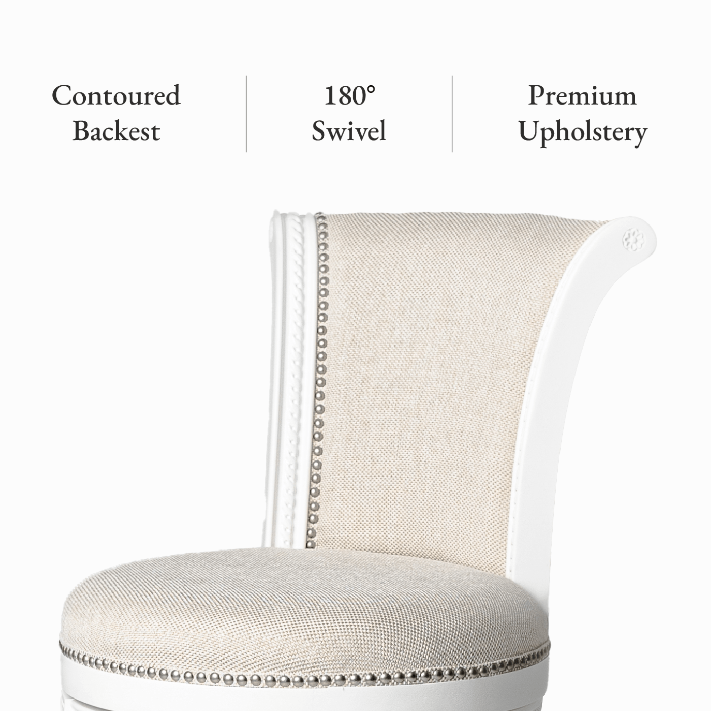 26" Pullman Counter Stool in Alabaster White Finish with Cream Fabric Upholstery in Stools by Maven Lane