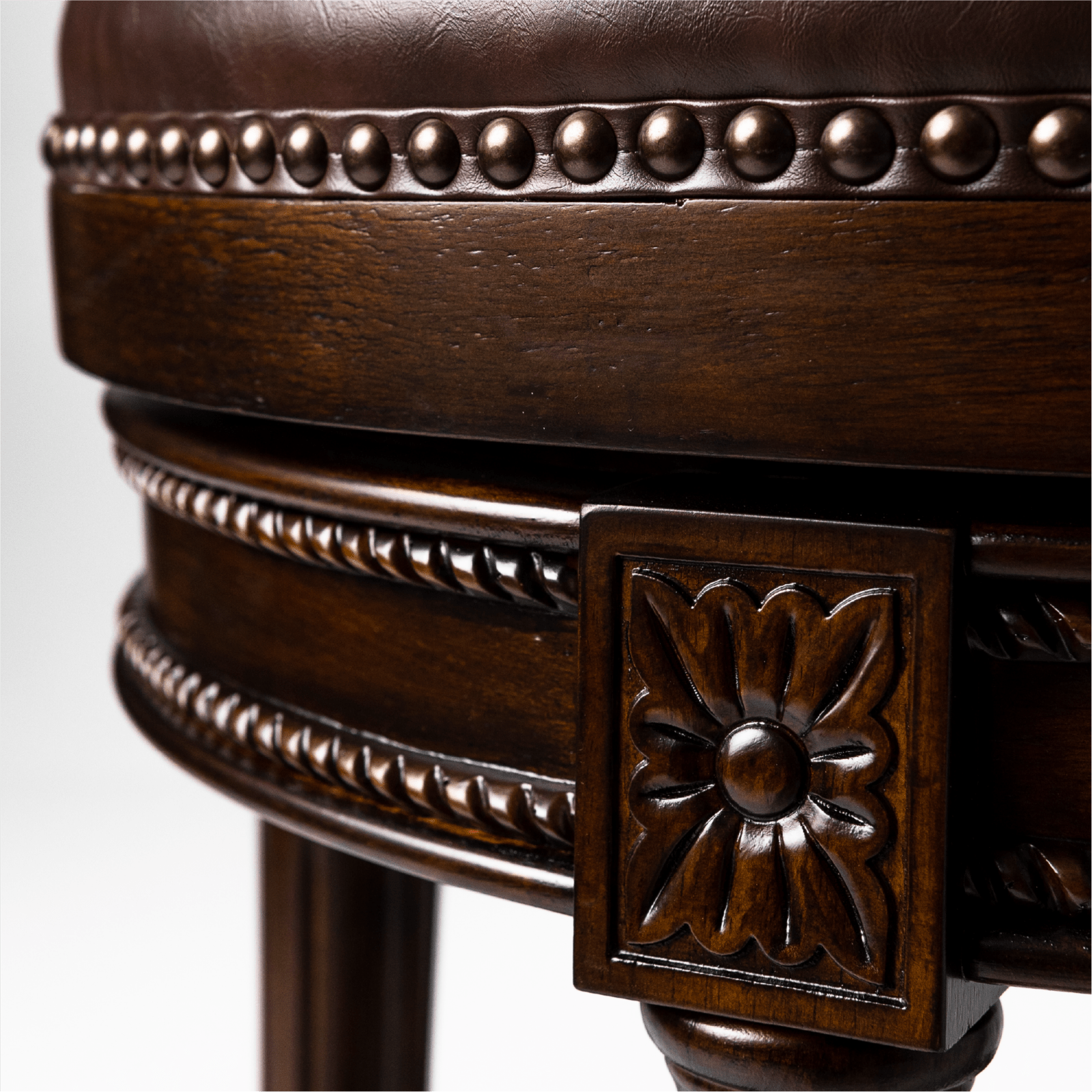 26" Pullman Counter Stool in Dark Walnut Finish with Vintage Brown Vegan Leather in Stools by Maven Lane
