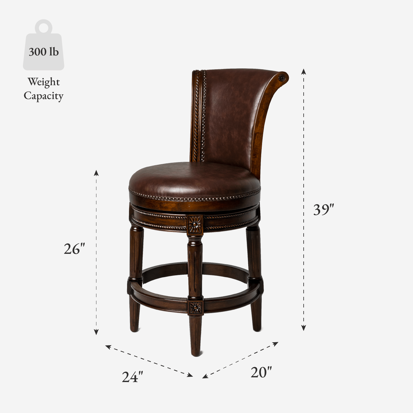 26" Pullman Counter Stool in Dark Walnut Finish with Vintage Brown Vegan Leather in Stools by Maven Lane