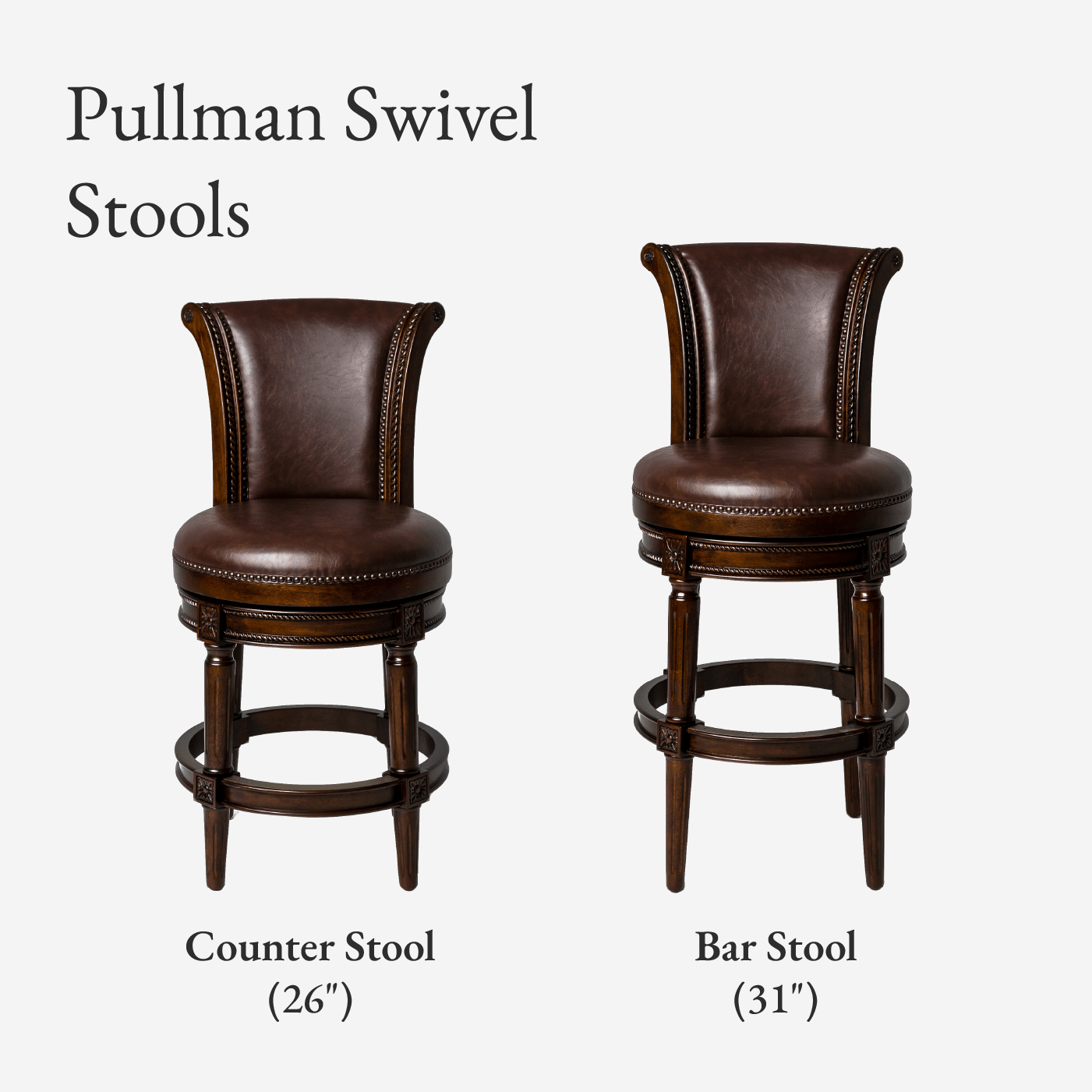 26" Pullman Counter Stool in Dark Walnut Finish with Vintage Brown Vegan Leather in Stools by Maven Lane