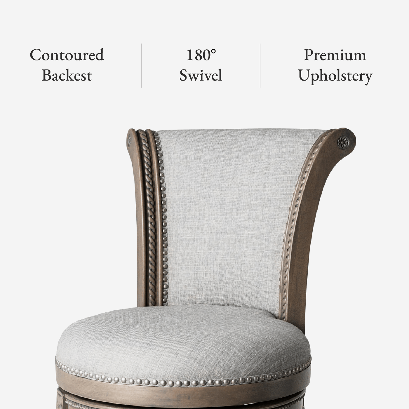 26" Pullman Counter Stool in Reclaimed Oak Finish with Ash Grey Fabric Upholstery in Stools by Maven Lane