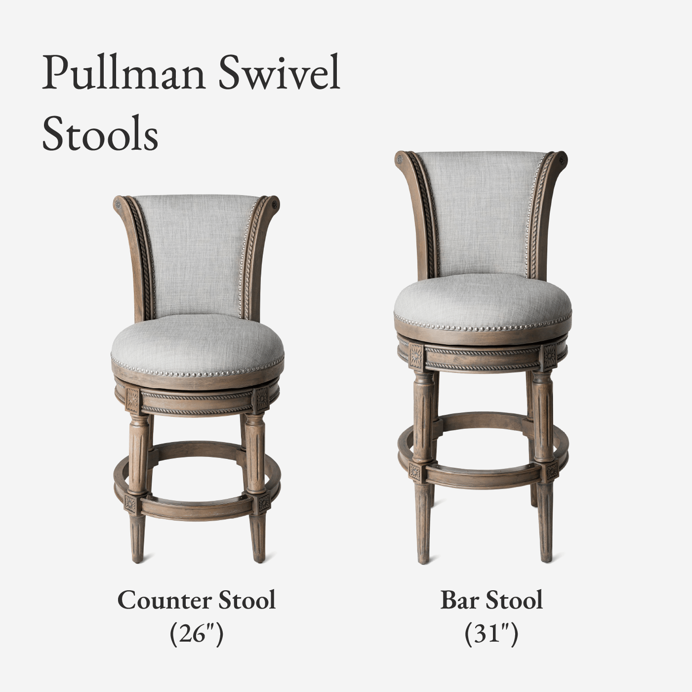 26" Pullman Counter Stool in Reclaimed Oak Finish with Ash Grey Fabric Upholstery in Stools by Maven Lane
