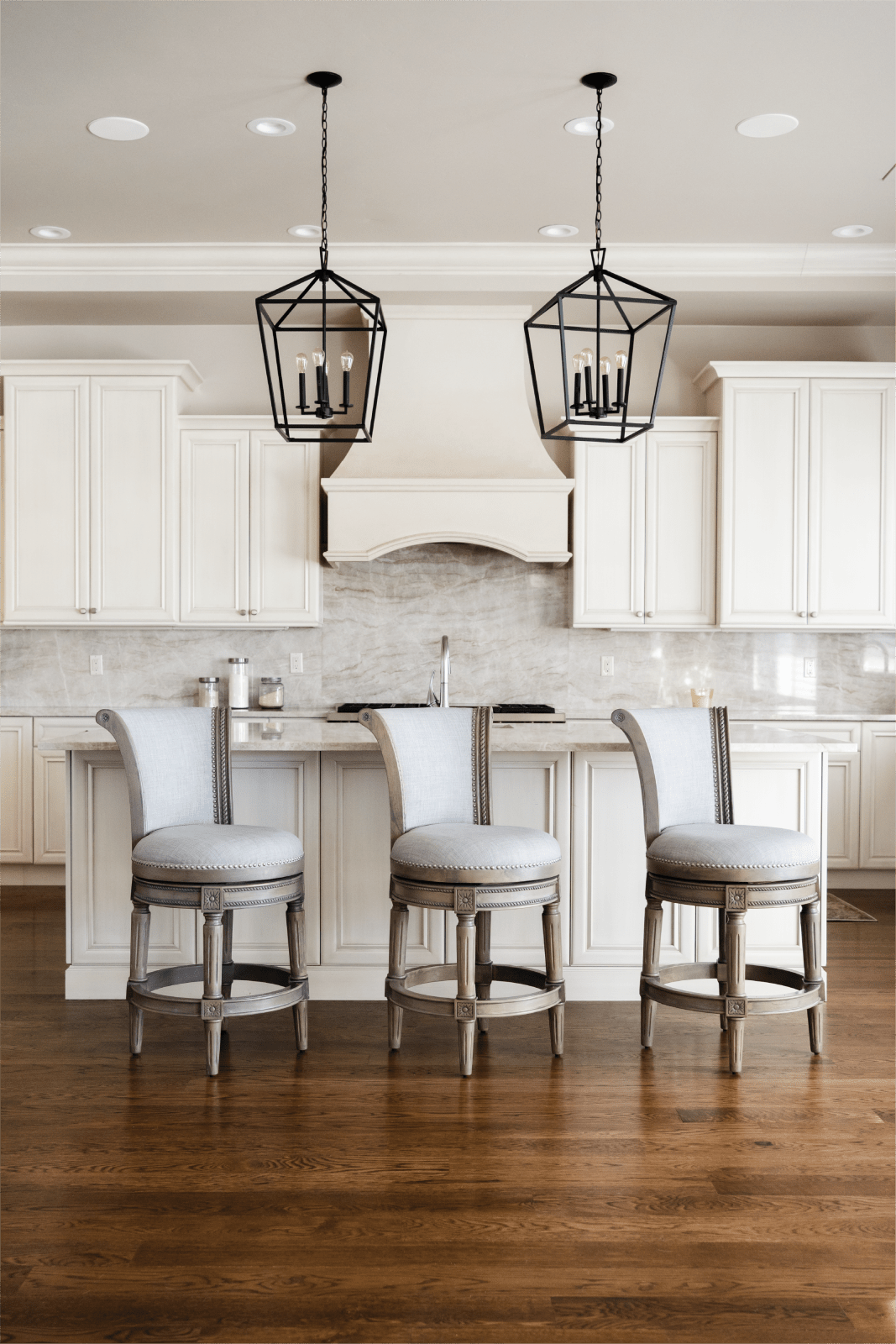 26" Pullman Counter Stool in Reclaimed Oak Finish with Ash Grey Fabric Upholstery in Stools by Maven Lane