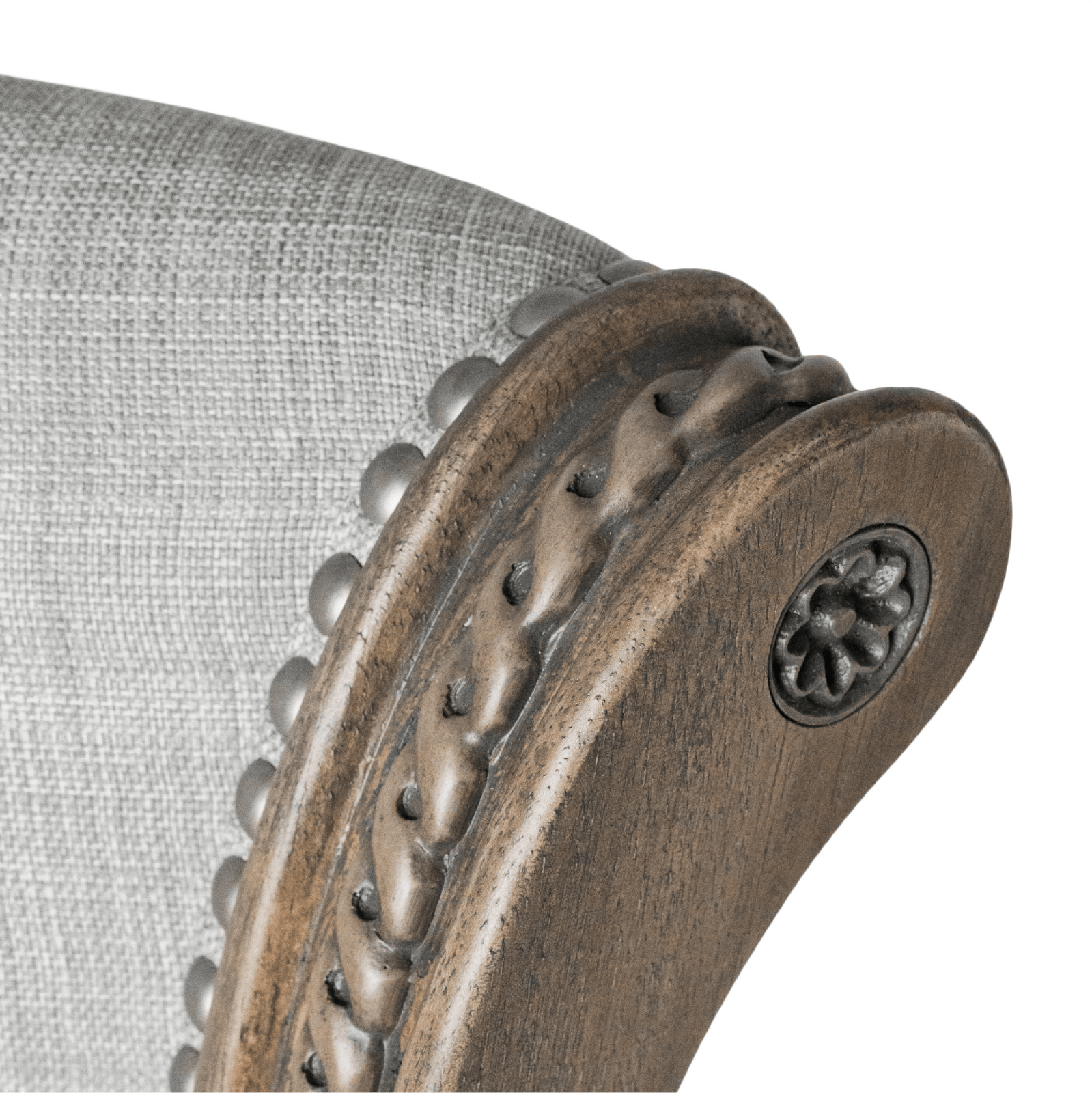 26" Pullman Counter Stool in Reclaimed Oak Finish with Ash Grey Fabric Upholstery in Stools by Maven Lane