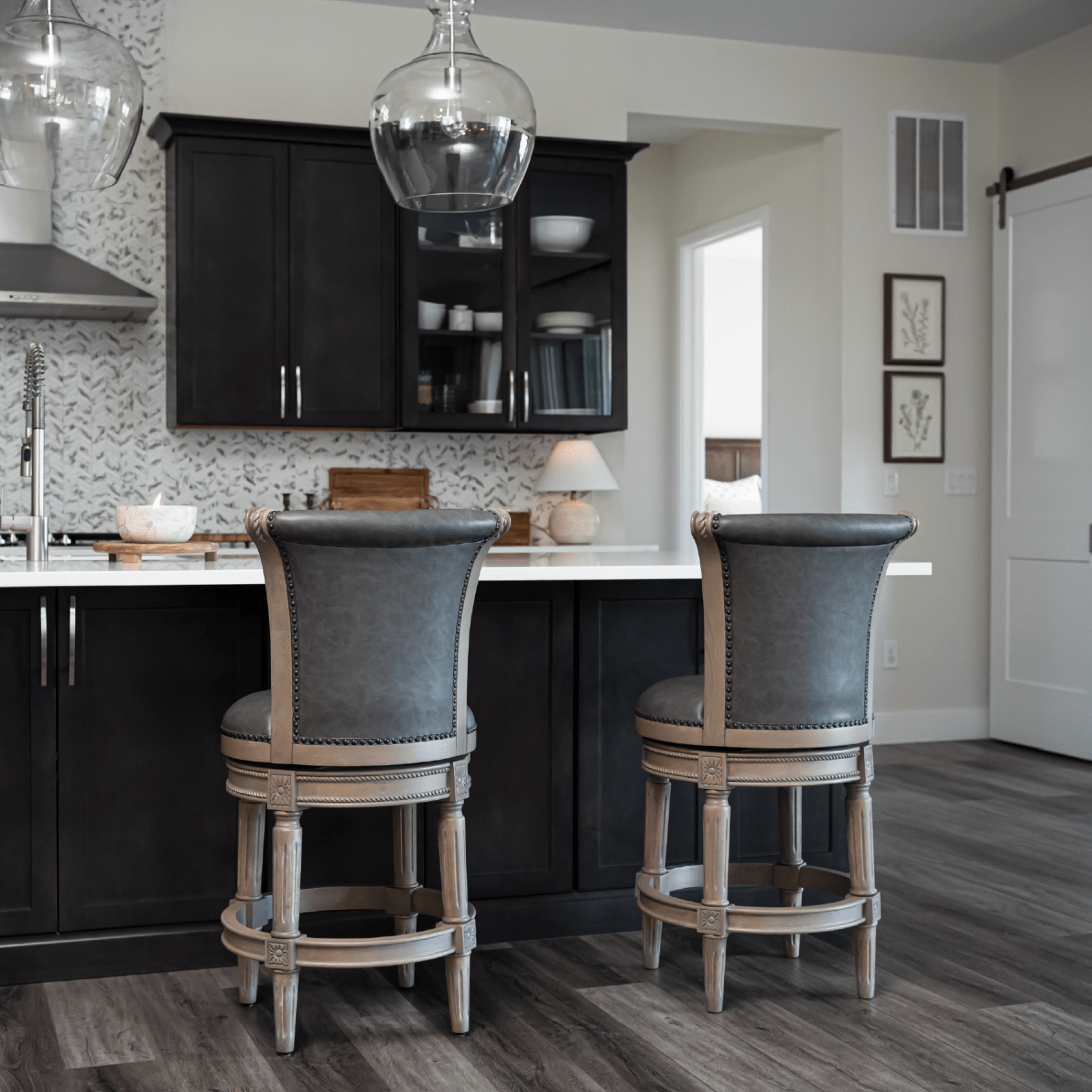 26" Pullman Counter Stool in Reclaimed Oak Finish with Ronan Stone Vegan Leather in Stools by Maven Lane