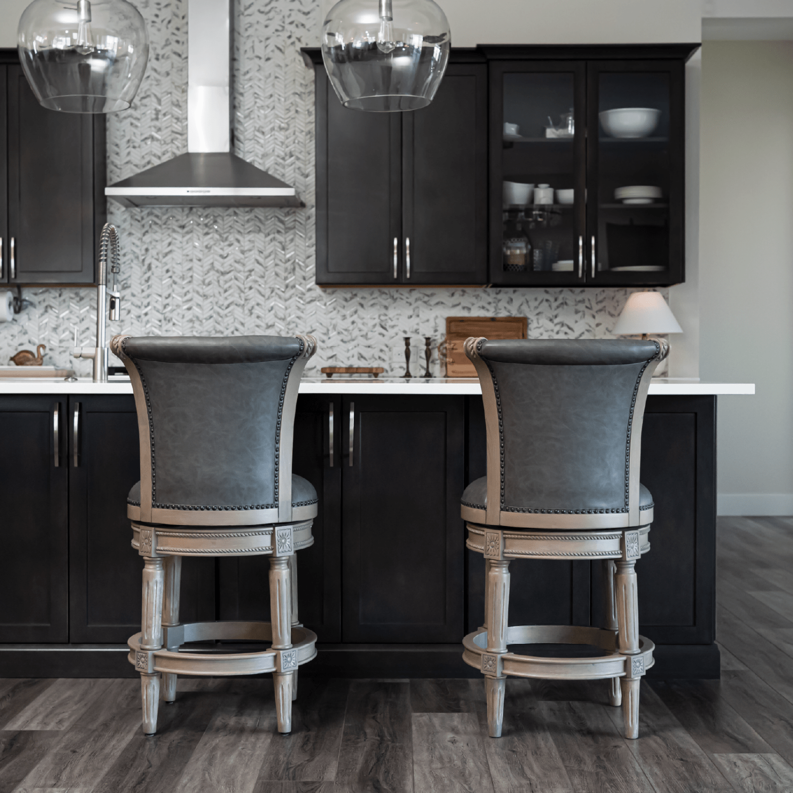26" Pullman Counter Stool in Reclaimed Oak Finish with Ronan Stone Vegan Leather in Stools by Maven Lane