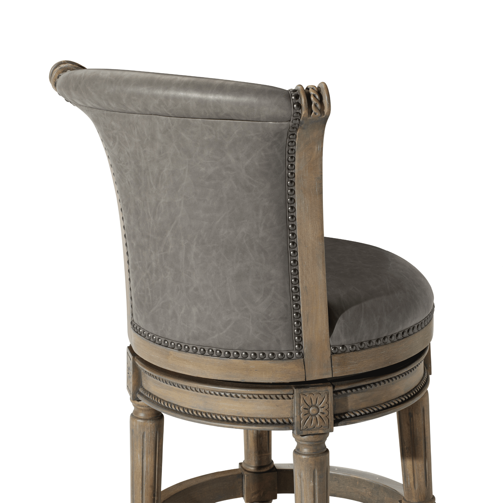 26" Pullman Counter Stool in Grey Finish with Grey Faux Leather (Set of 4) in Stools by Maven Lane