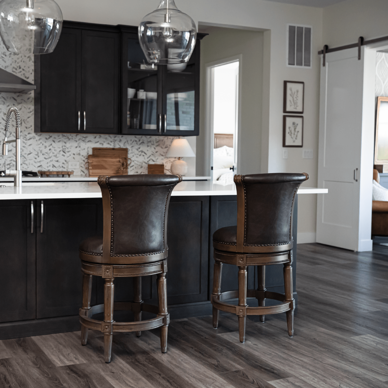 26" Pullman Counter Stool in Walnut Finish with Marskman Saddle Vegan Leather in Stools by Maven Lane