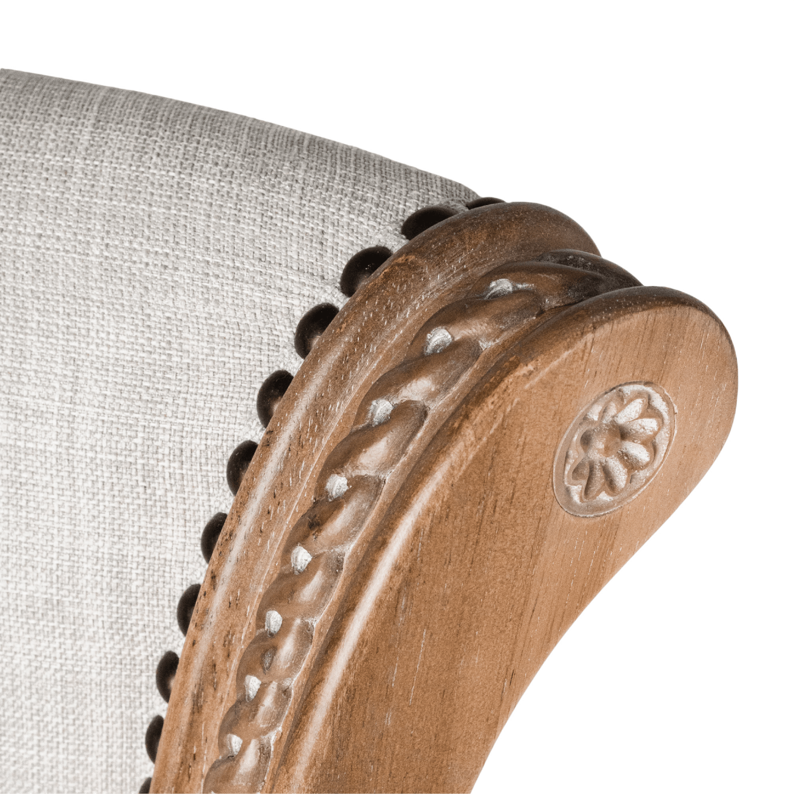 26" Pullman Counter Stool in Weathered Oak Finish with Sand Color Fabric Upholstery in Stools by Maven Lane
