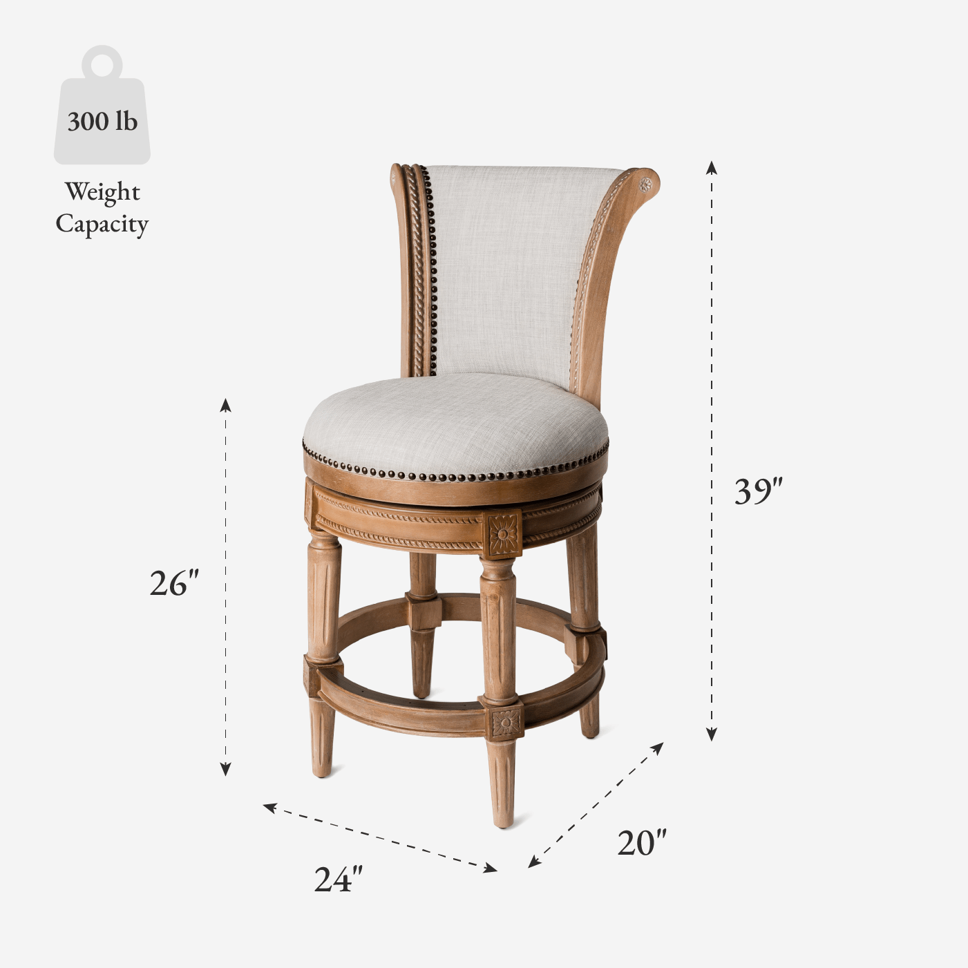 26" Pullman Counter Stool in Weathered Oak Finish with Sand Color Fabric Upholstery in Stools by Maven Lane