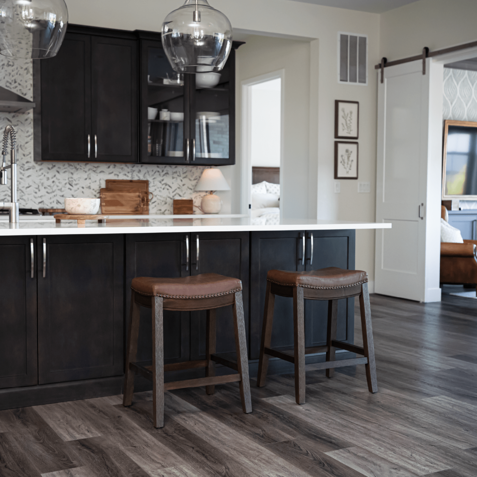 26" Sophia Backless Counter Stool in Aged Brown Finish with Cocoa Brown Vegan Leather in Stools by Maven Lane