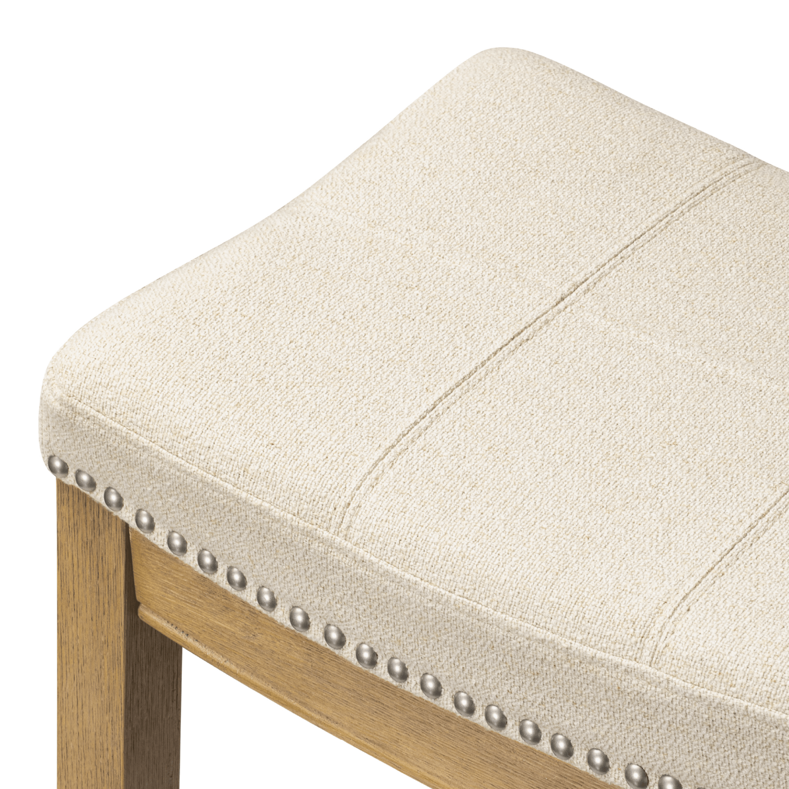 26" Sophia Backless Counter Stool in Aged Natural Finish with Light Beige Fabric in Stools by Maven Lane