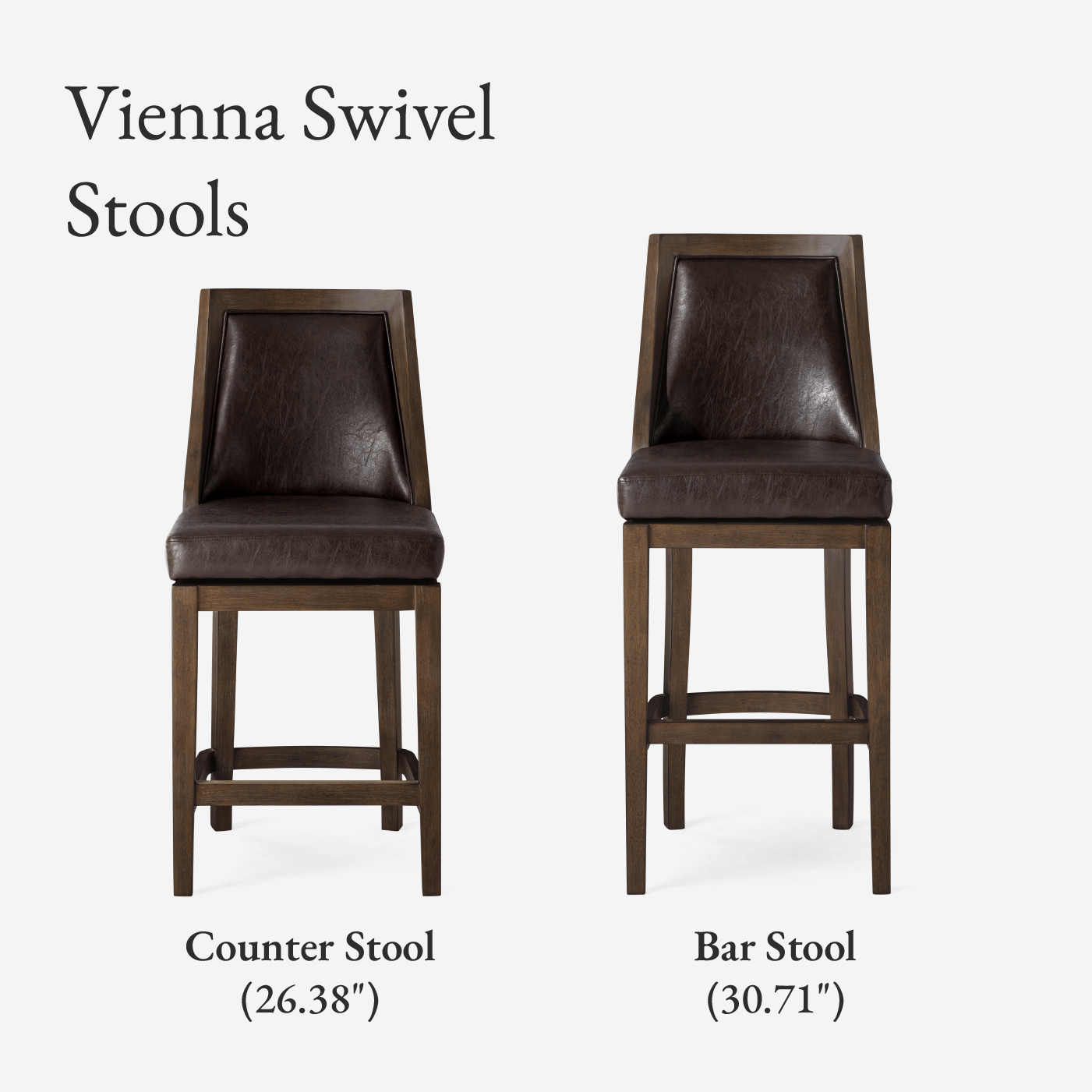 26" Vienna Counter Stool in Walnut Finish with Marksman Saddle Vegan Leather in Stools by Maven Lane