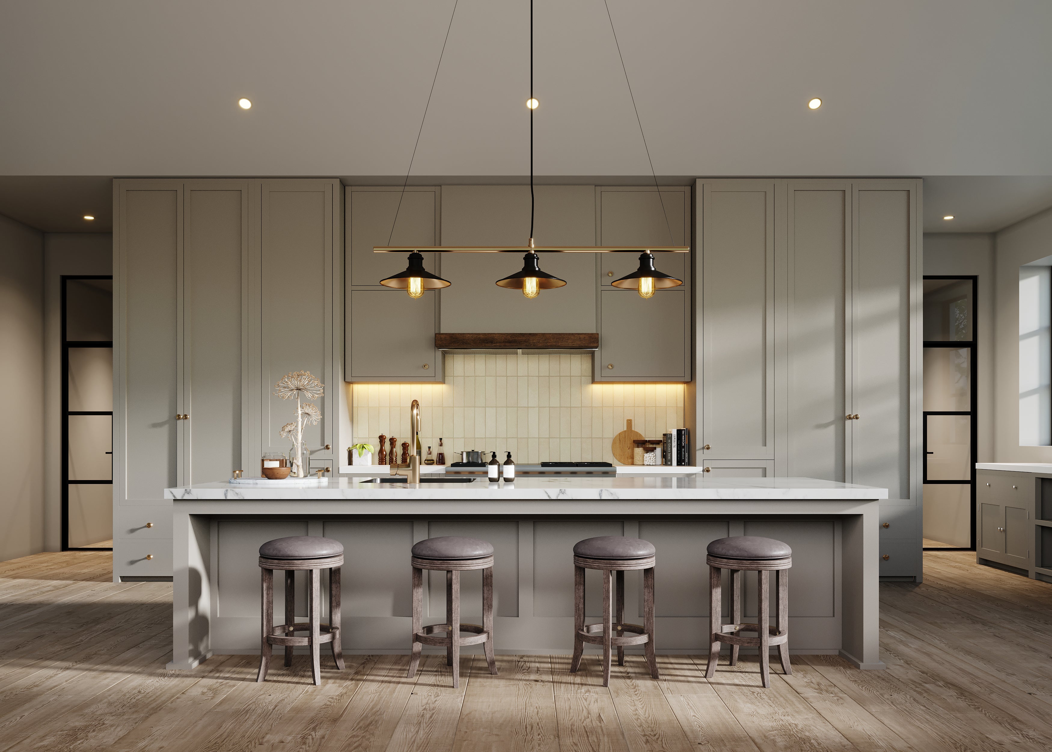Eva Swivel Counter Height Kitchen Stool - Reclaimed Oak Finish with Ronan Stone Vegan Leather in Stools by Maven Lane