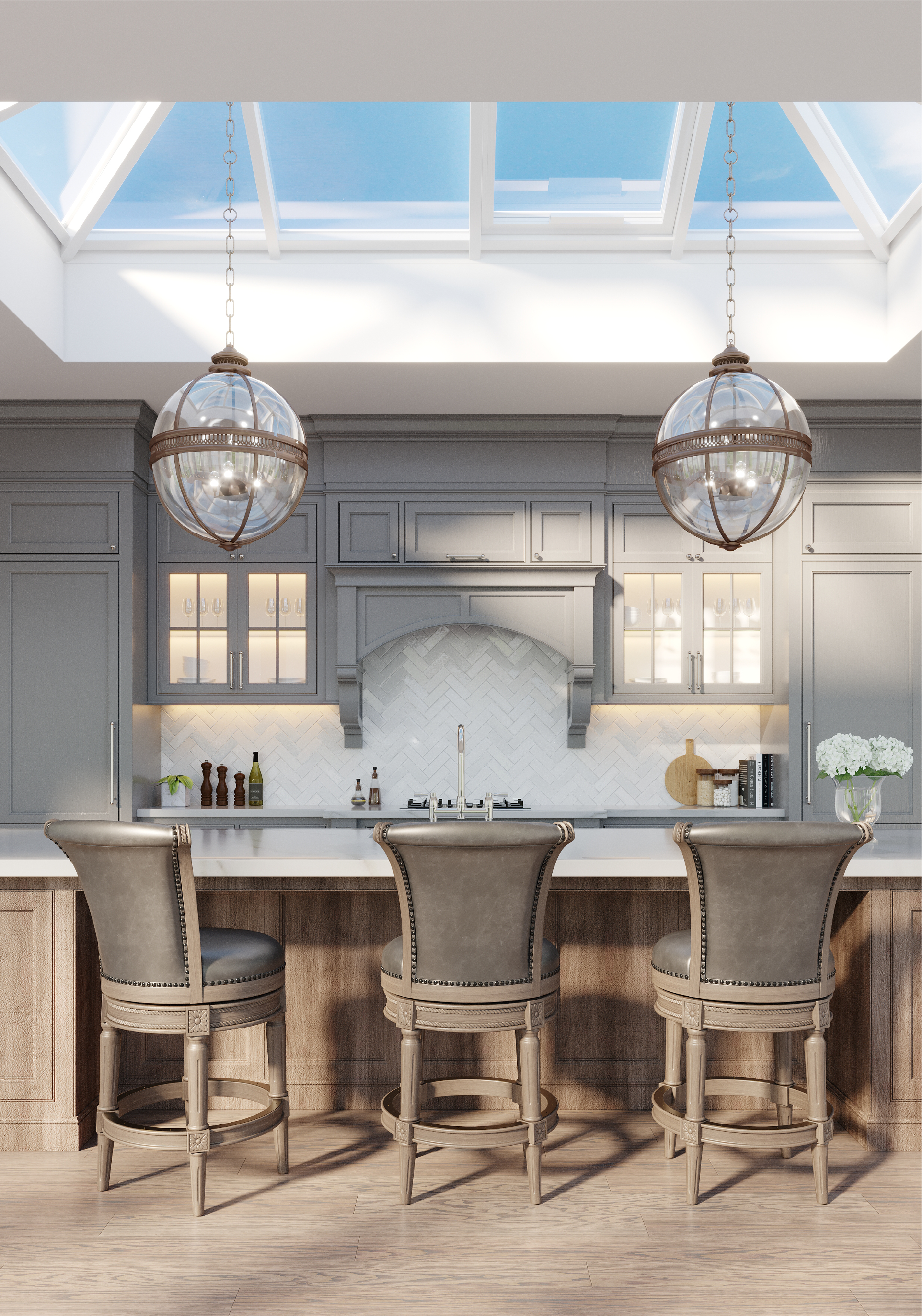 Pullman Swivel Counter Height Kitchen Stool - Reclaimed Oak Finish with Ronan Stone Vegan Leather in Stools by Maven Lane