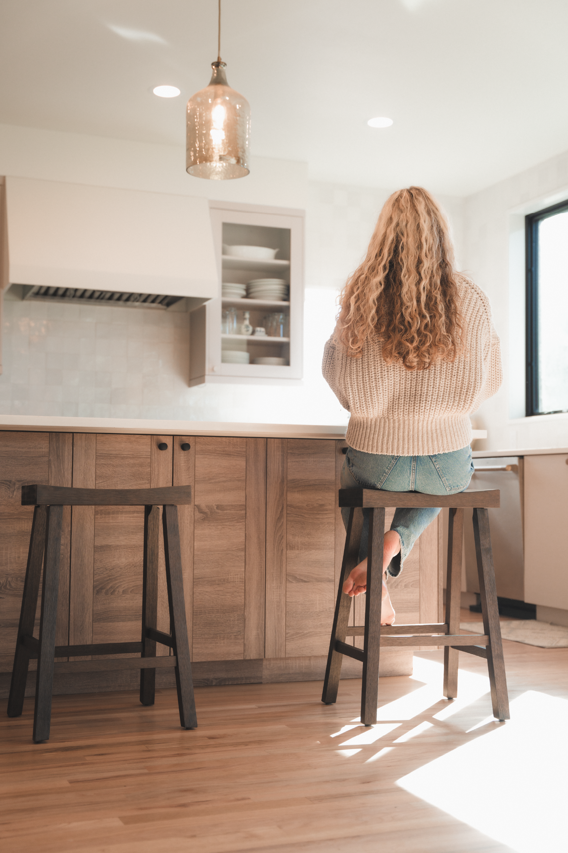 Vincent Counter Height Kitchen Stool - Antiqued Brown Finish in Stools by Maven Lane