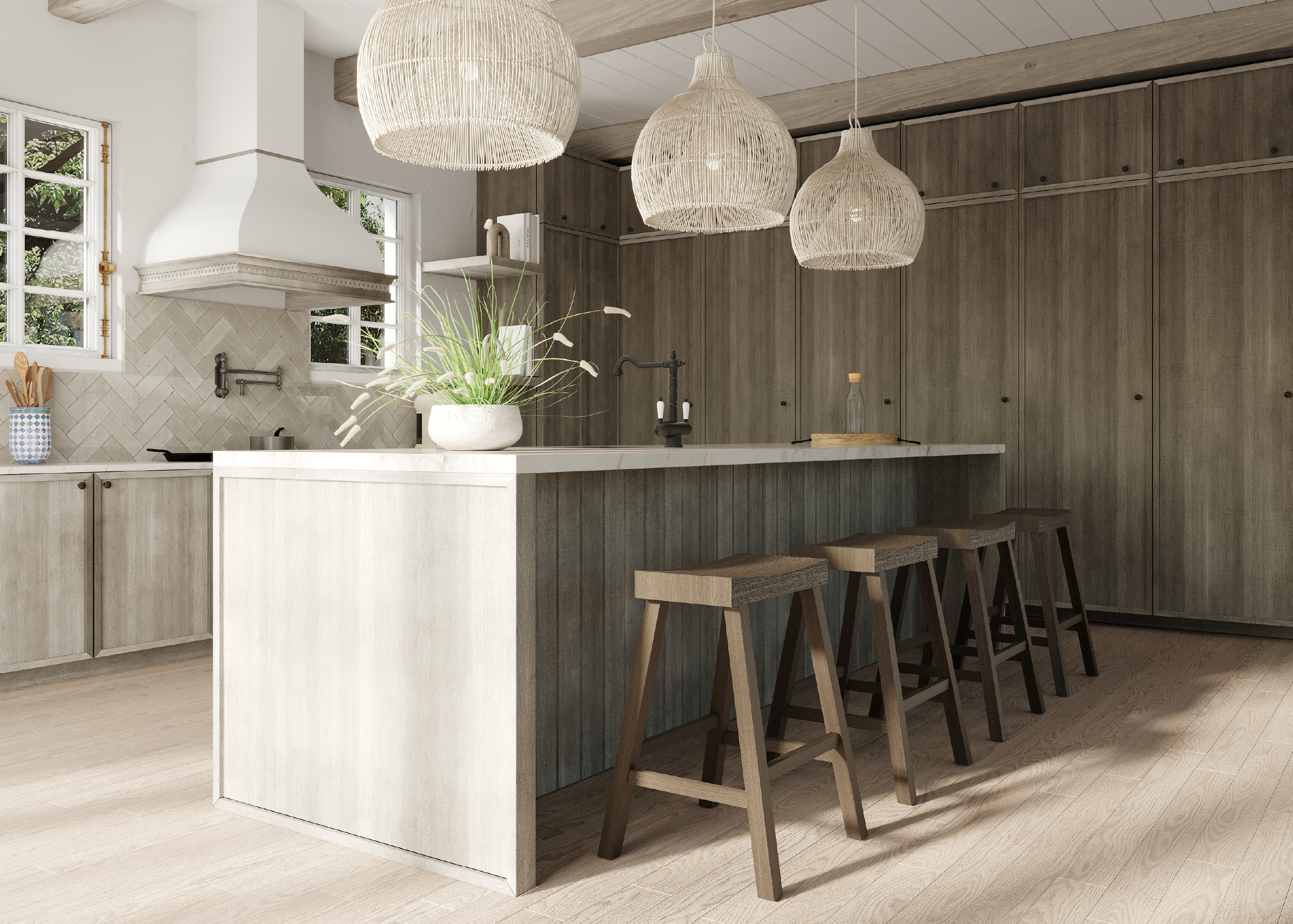 Vincent Counter Height Kitchen Stool - Antiqued Grey Finish in Stools by Maven Lane