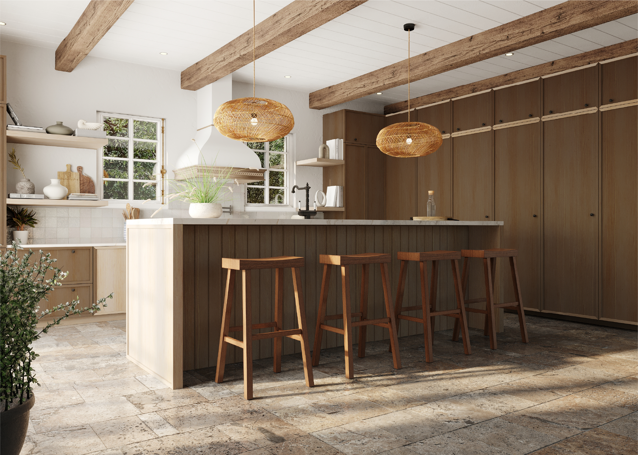 Vincent Bar Stool in Antiqued Natural Finish in Stools by Maven Lane