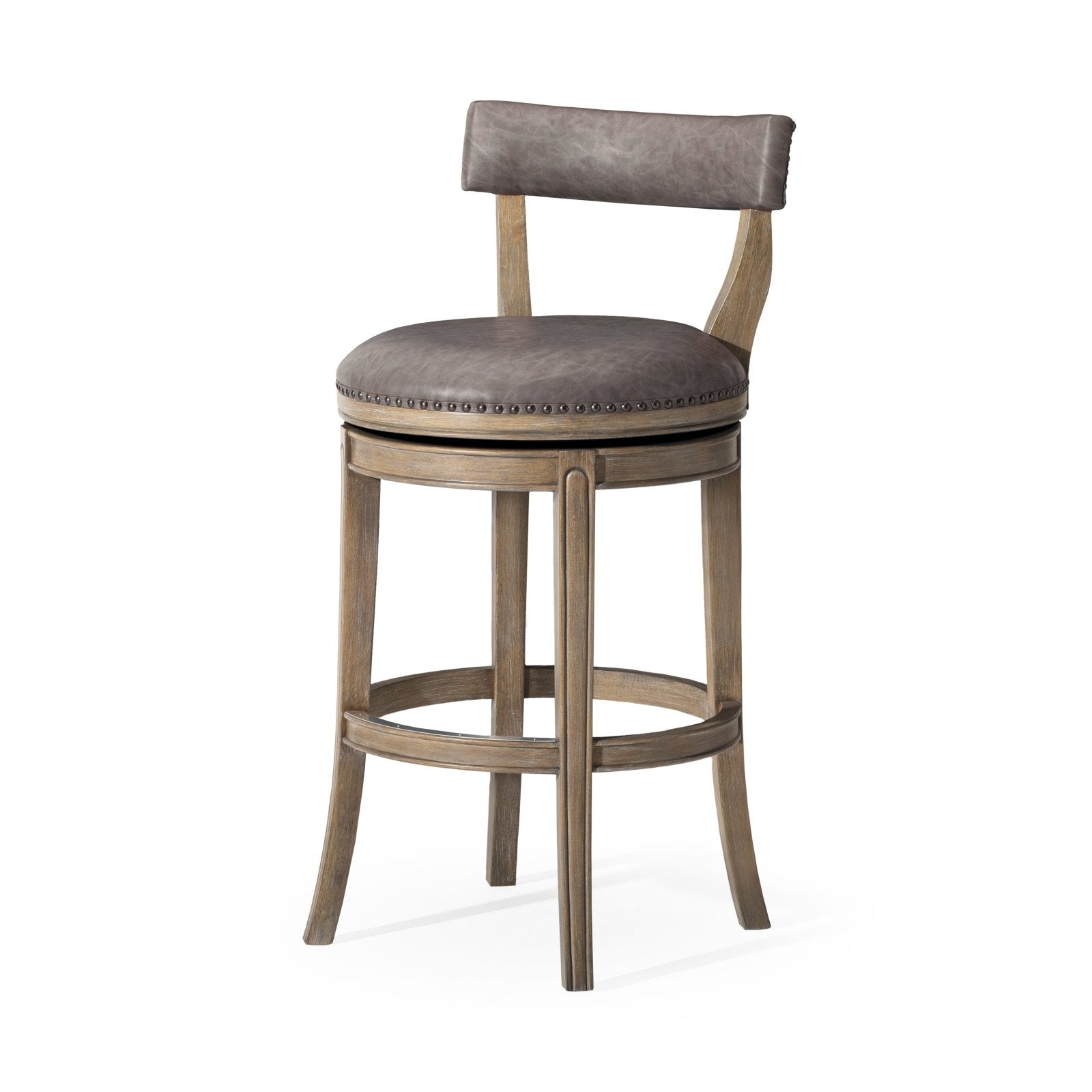 30" Alexander Bar Stool in Reclaimed Oak Finish with Ronan Stone Vegan Leather in Stools by Maven Lane