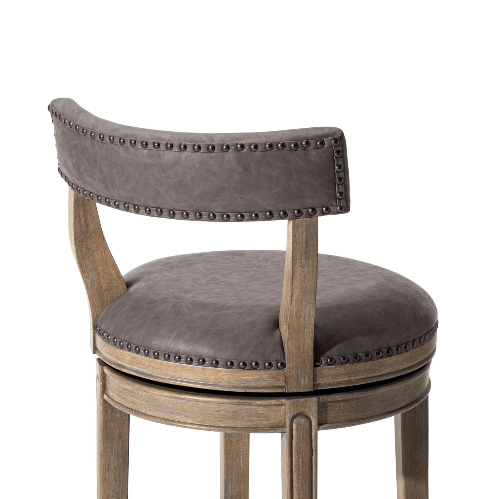 30" Alexander Bar Stool in Reclaimed Oak Finish with Ronan Stone Vegan Leather in Stools by Maven Lane