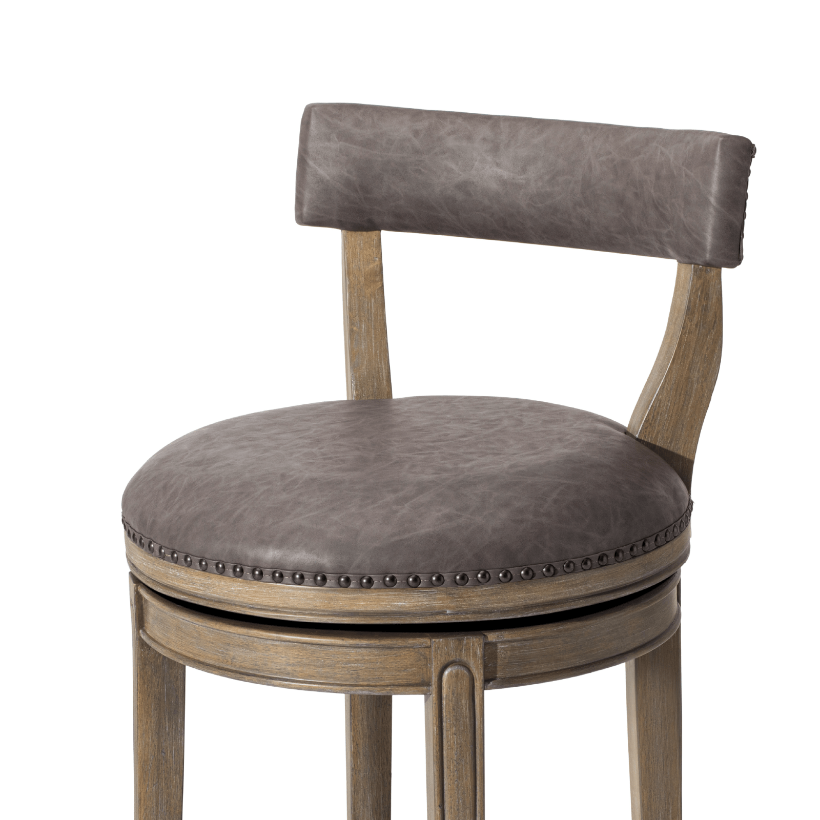 30" Alexander Bar Stool in Reclaimed Oak Finish with Ronan Stone Vegan Leather in Stools by Maven Lane