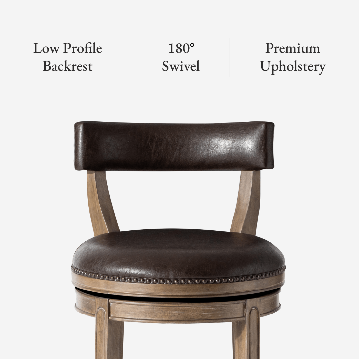 Alexander Bar Stool in Brown Finish with Brown Faux Leather Upholstery in Stools by Maven Lane