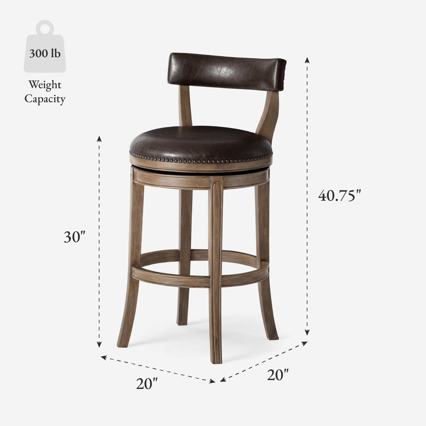 Alexander Bar Stool in Brown Finish with Brown Faux Leather Upholstery in Stools by Maven Lane