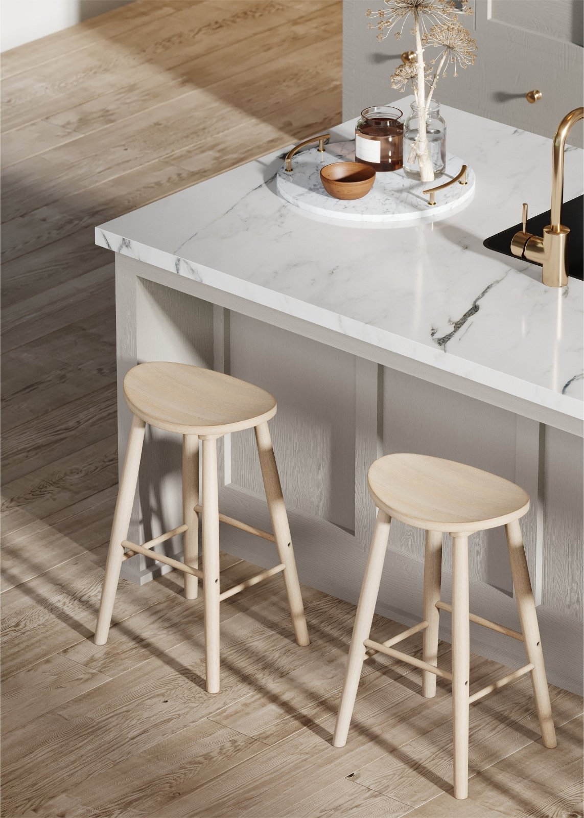 30" Luna Bar Stool in Oak Wood Finish in Stools by Maven Lane
