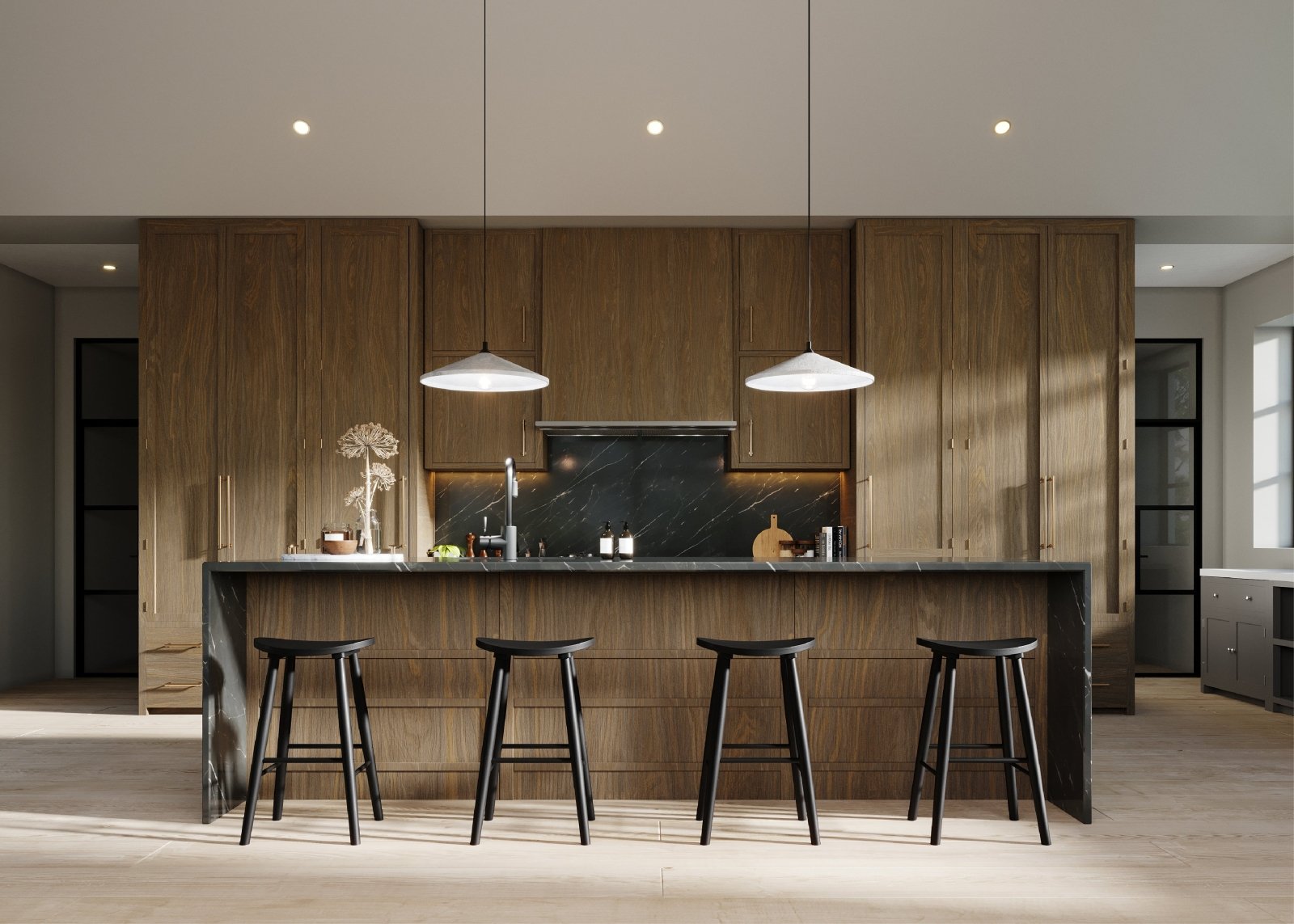 30" Luna Bar Stool in Rustic Black Wood Finish in Stools by Maven Lane
