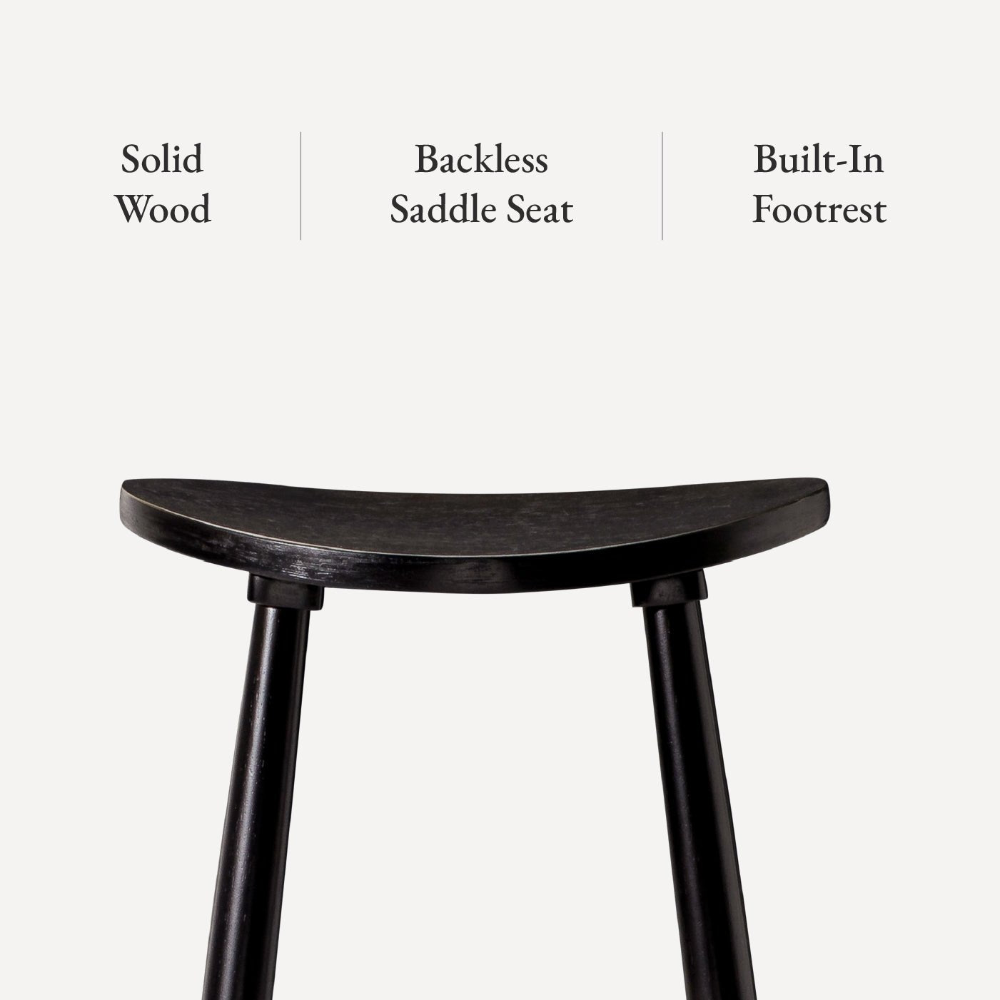 30" Luna Bar Stool in Rustic Black Wood Finish in Stools by Maven Lane