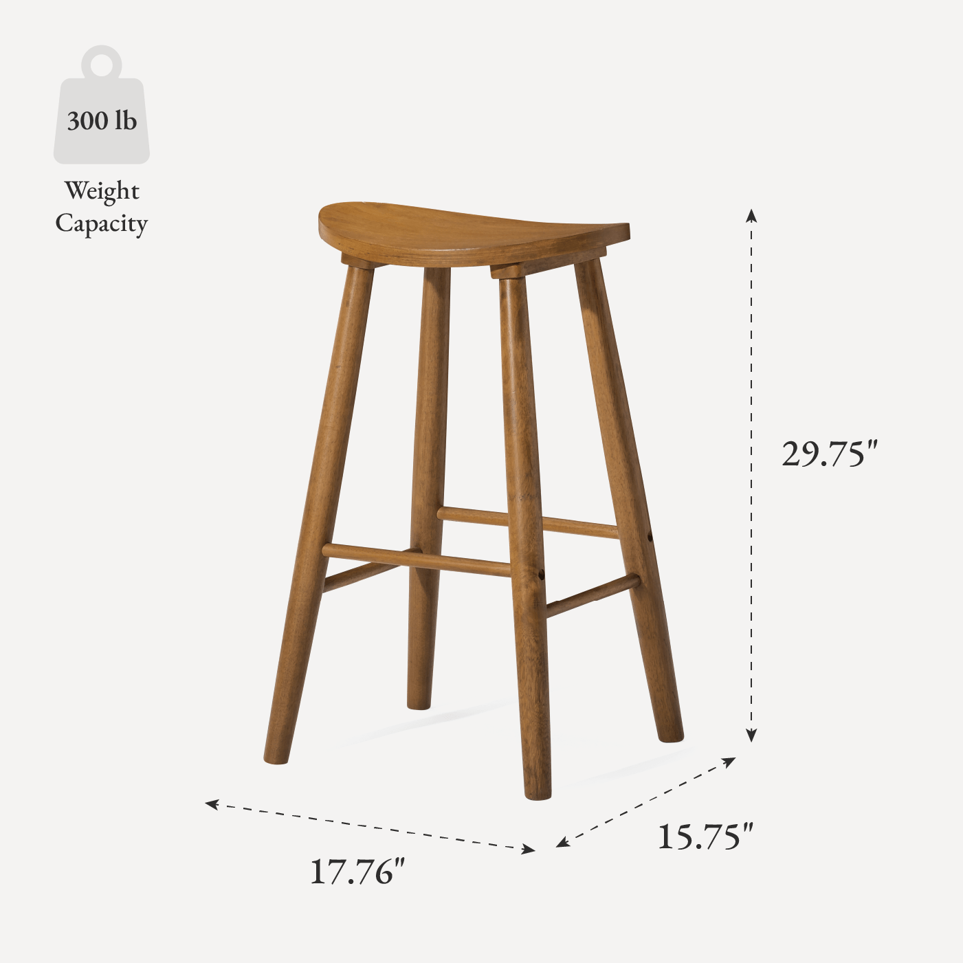 30" Luna Bar Stool in Rustic Natural Wood Finish in Stools by Maven Lane