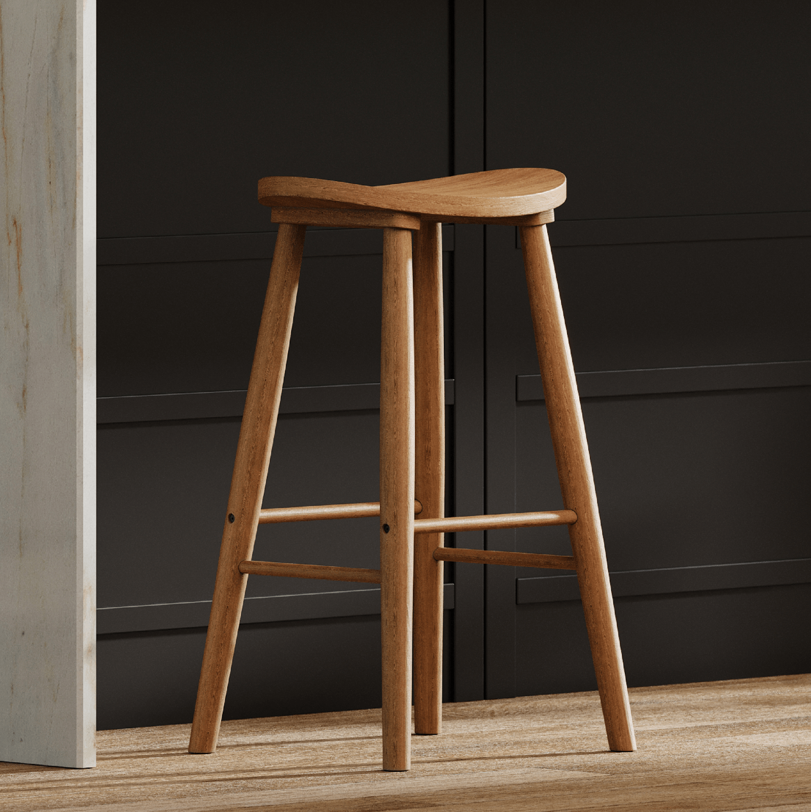 30" Luna Bar Stool in Rustic Natural Wood Finish in Stools by Maven Lane