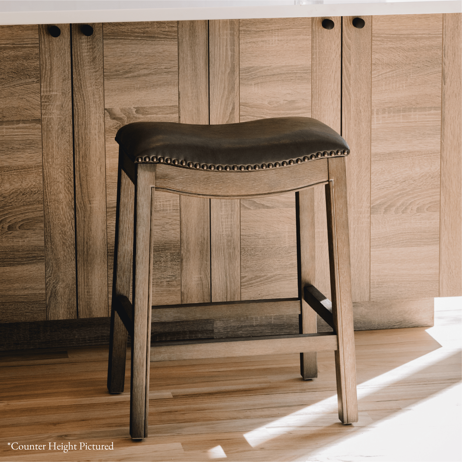 31" Adrien Saddle Bar Stool in Walnut Finish with Marksman Saddle Vegan Leather in Stools by Maven Lane