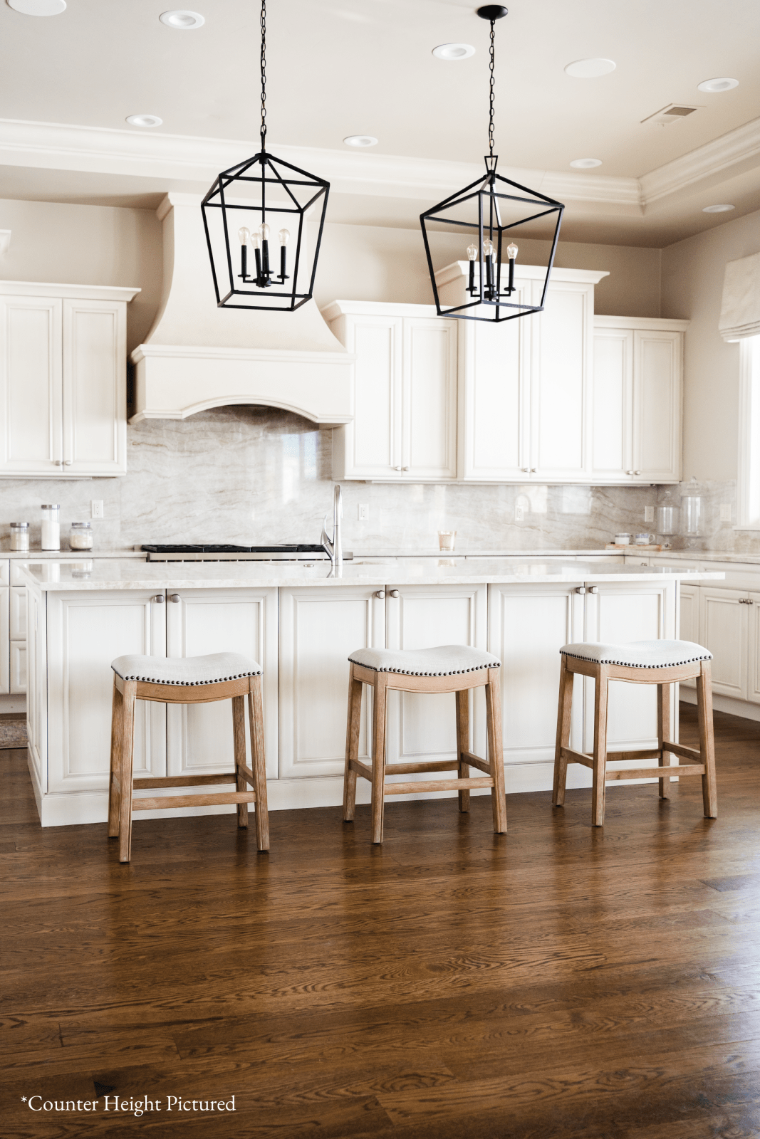 31" Adrien Saddle Bar Stool in Weathered Oak Finish with Sand Color Fabric Upholstery in Stools by Maven Lane