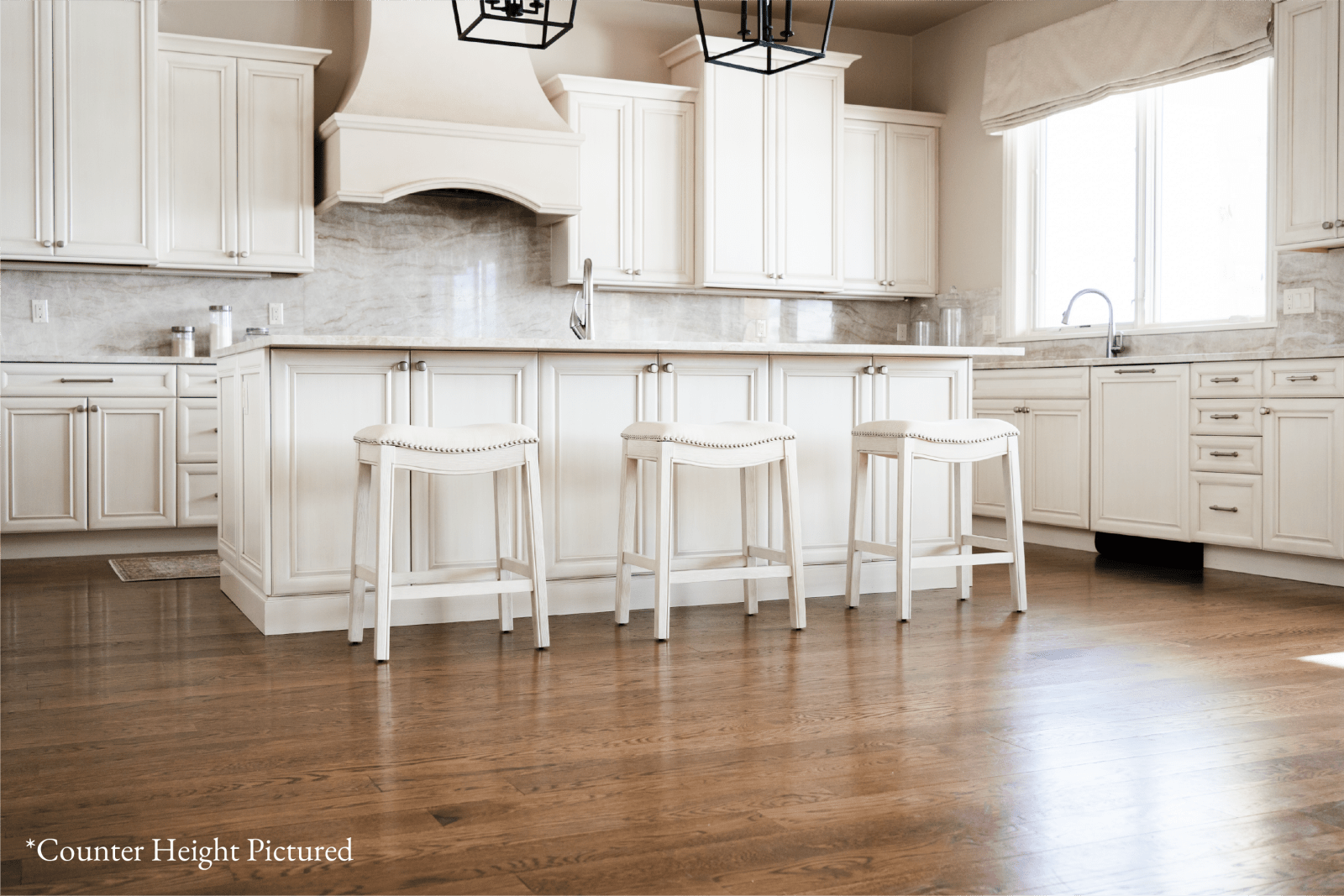 31" Adrien Saddle Bar Stool in White Oak Finish with Natural Fabric Upholstery in Stools by Maven Lane