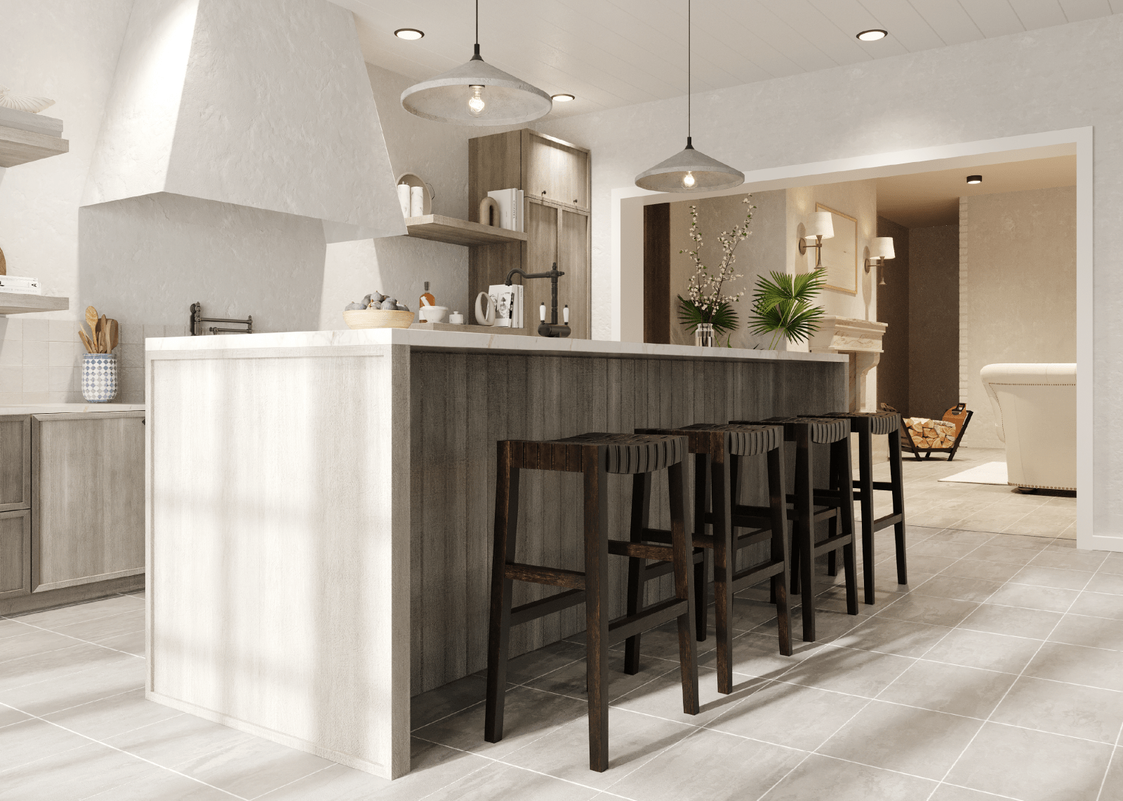 31" Emerson Bar Stool in Weathered Brown Wood Finish with Marksman Saddle Vegan Leather in Stools by Maven Lane