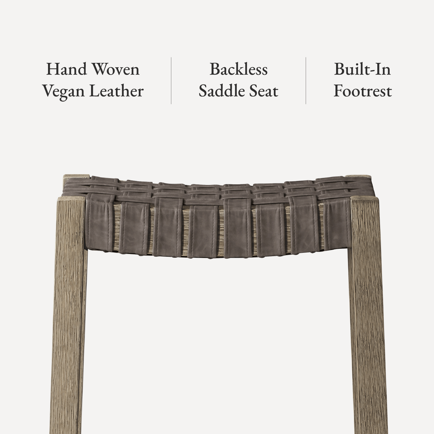 31" Emerson Bar Stool in Weathered Grey Wood Finish with Ronan Stone Vegan Leather in Stools by Maven Lane