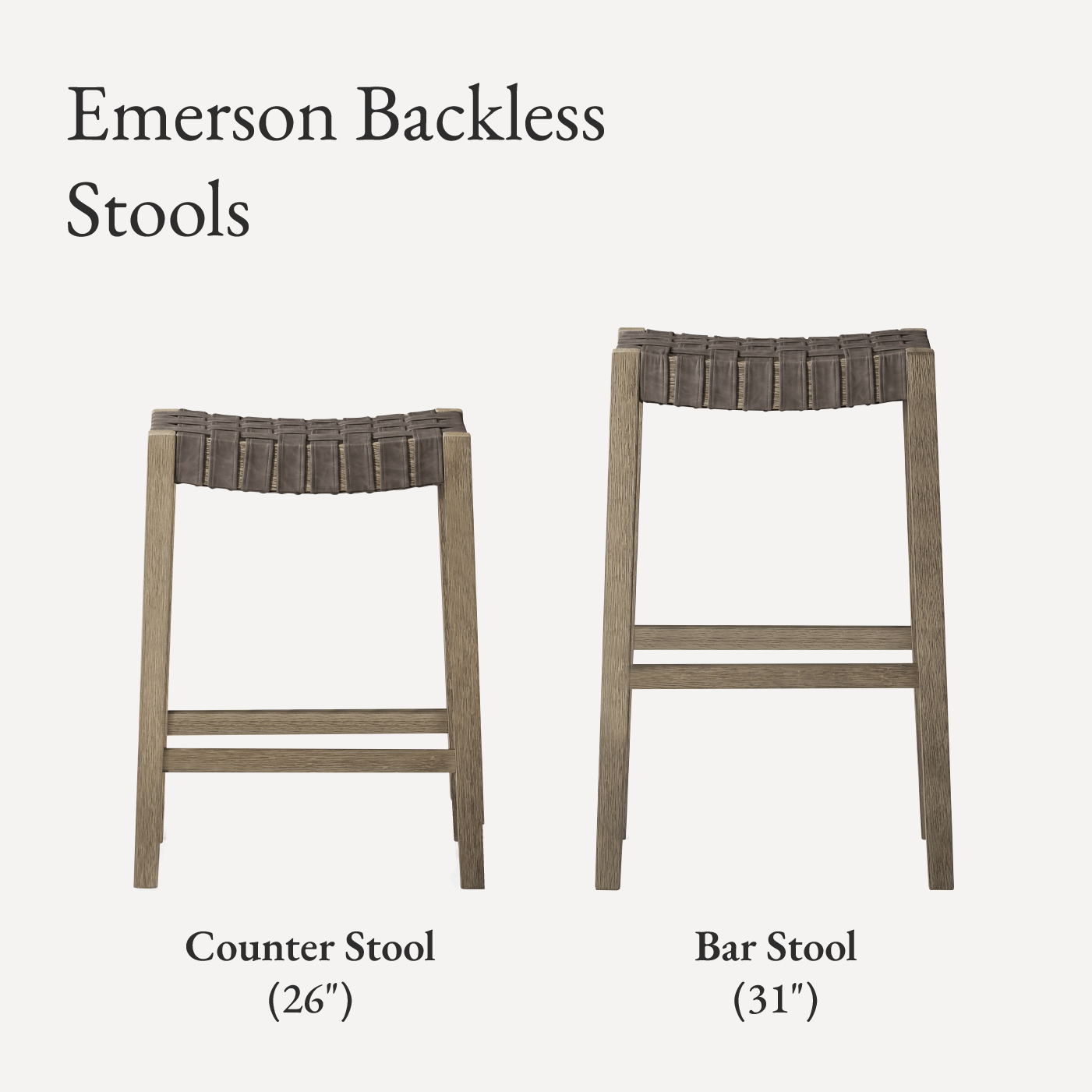 31" Emerson Bar Stool in Weathered Grey Wood Finish with Ronan Stone Vegan Leather in Stools by Maven Lane