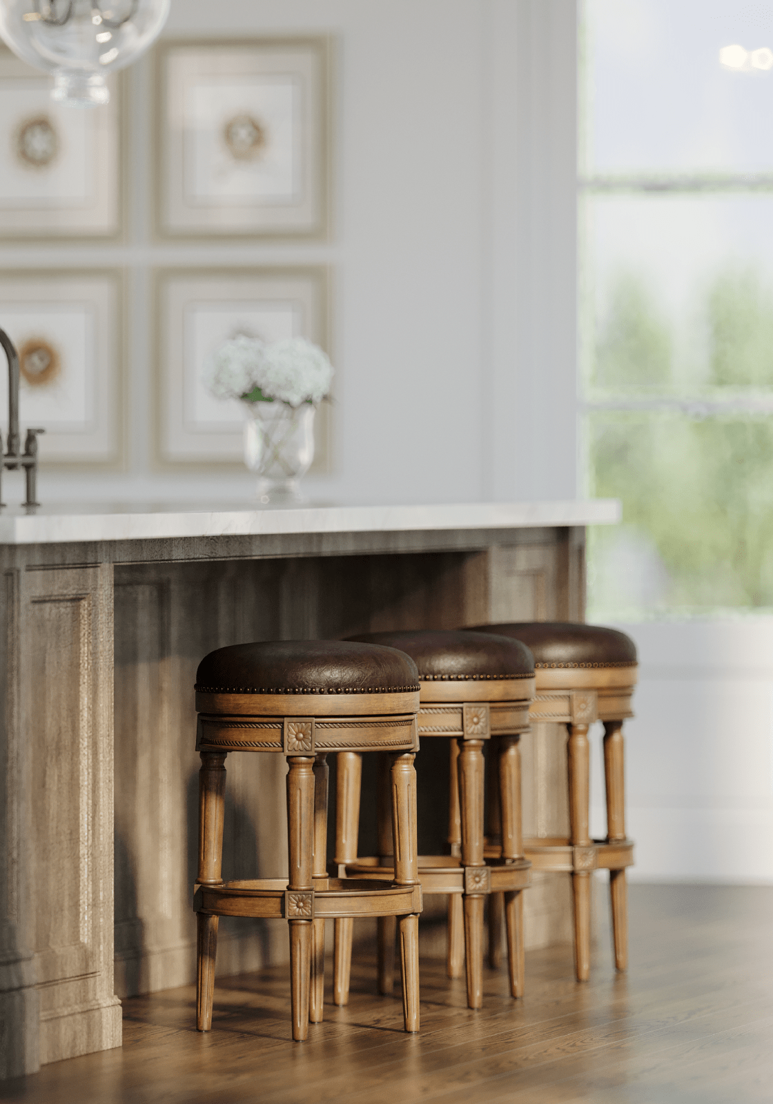 31" Pullman Backless Bar Stool in Walnut Finish with Marksman Saddle Vegan Leather in Stools by Maven Lane