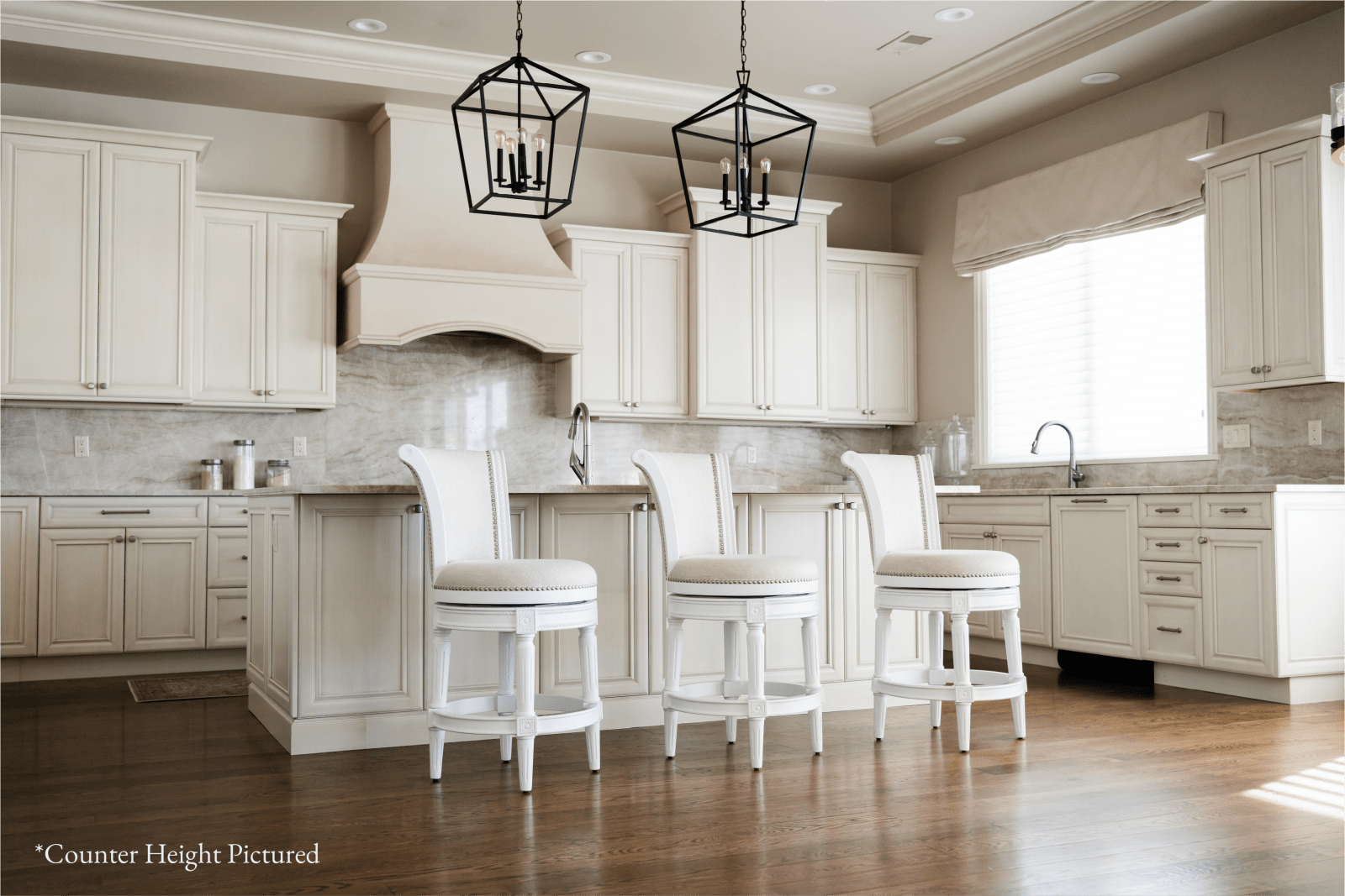 31" Pullman Bar Stool in Alabaster White Finish with Cream Fabric Upholstery in Stools by Maven Lane