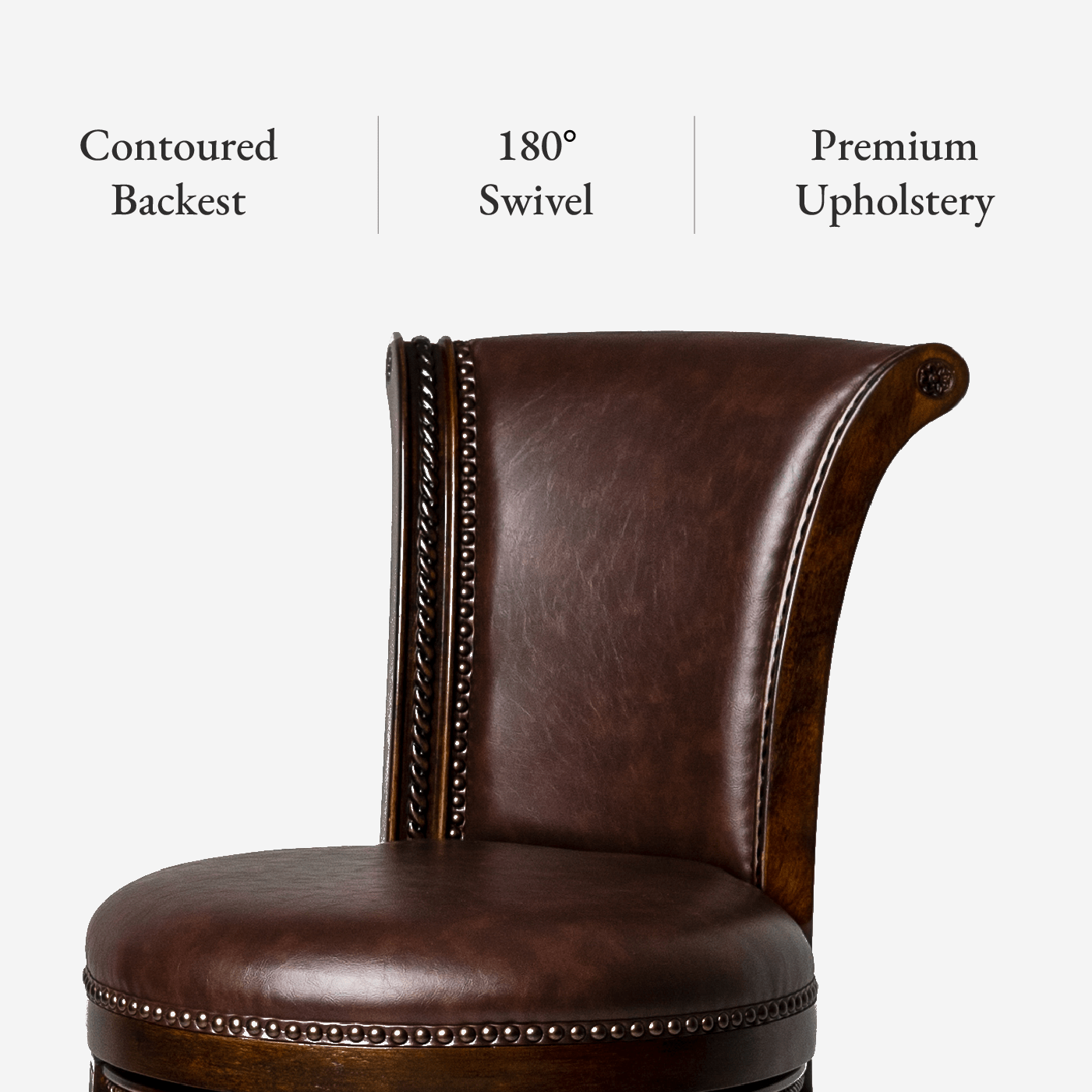 31" Pullman Bar Stool in Dark Brown Finish with Brown Faux Leather (Set of 3) in Stools by Maven Lane