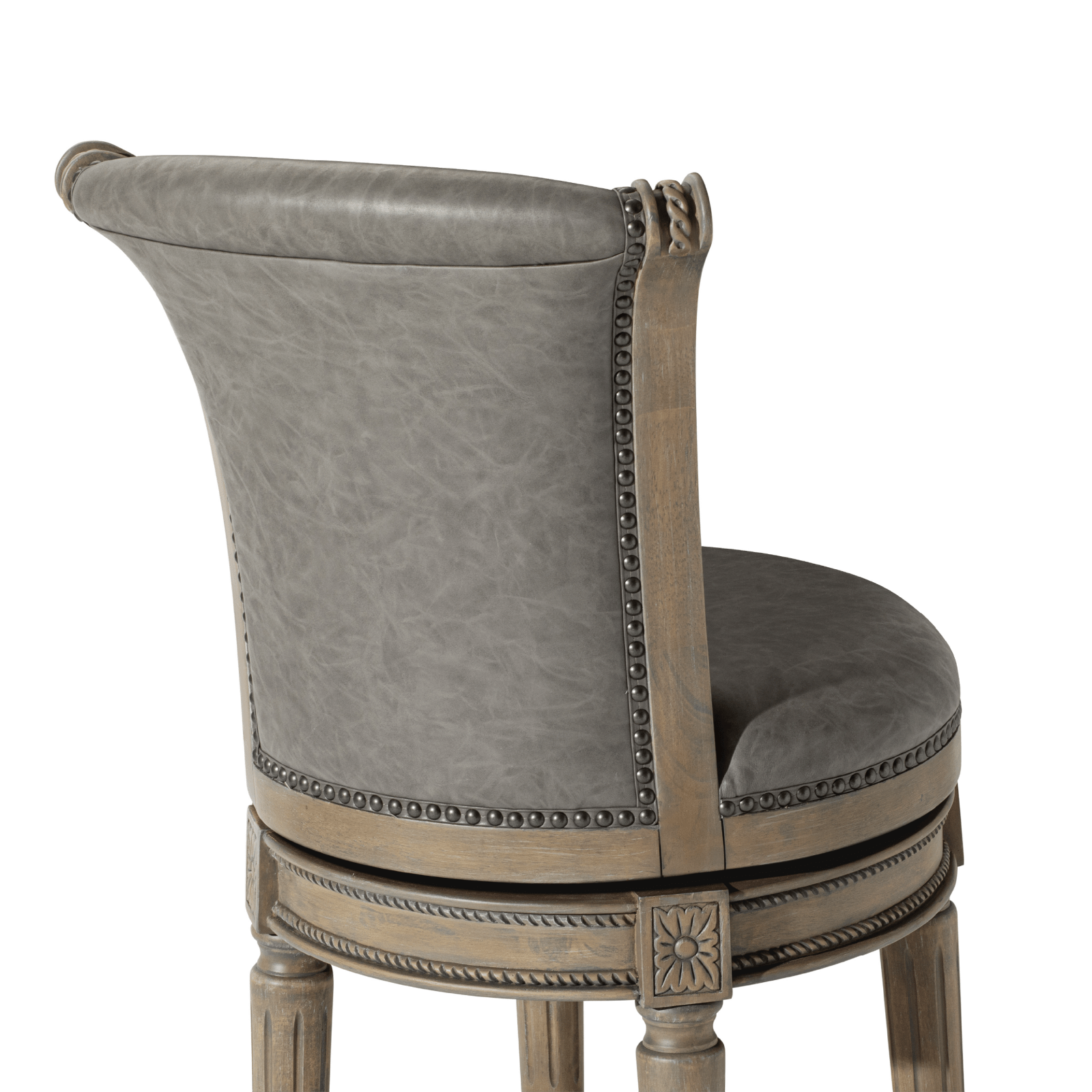 31" Pullman Bar Stool in Grey Finish with Grey Faux Leather (Set of 4) in Stools by Maven Lane