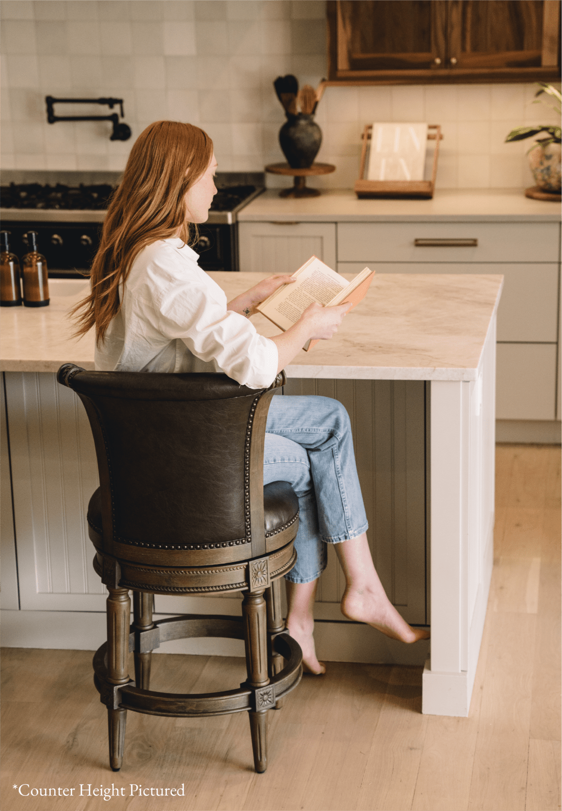 31" Pullman Bar Stool in Walnut Finish with Marskman Saddle Vegan Leather in Stools by Maven Lane