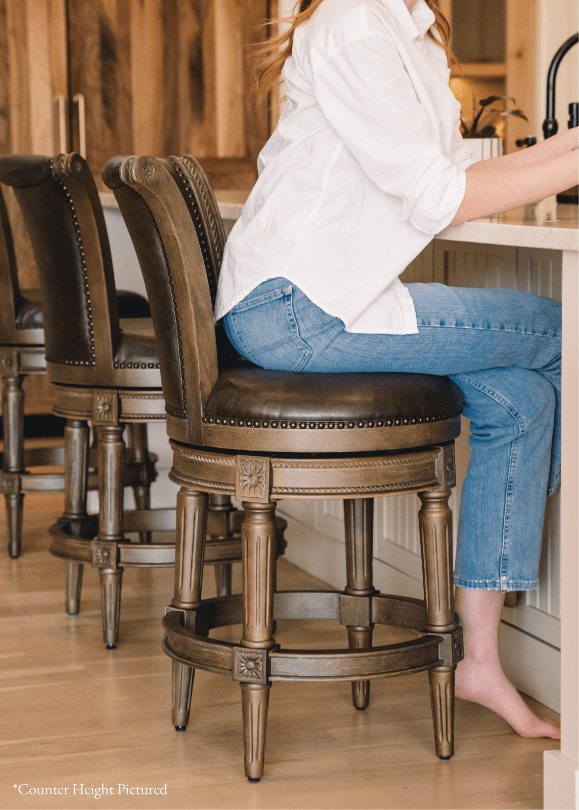 31" Pullman Bar Stool in Walnut Finish with Marskman Saddle Vegan Leather in Stools by Maven Lane