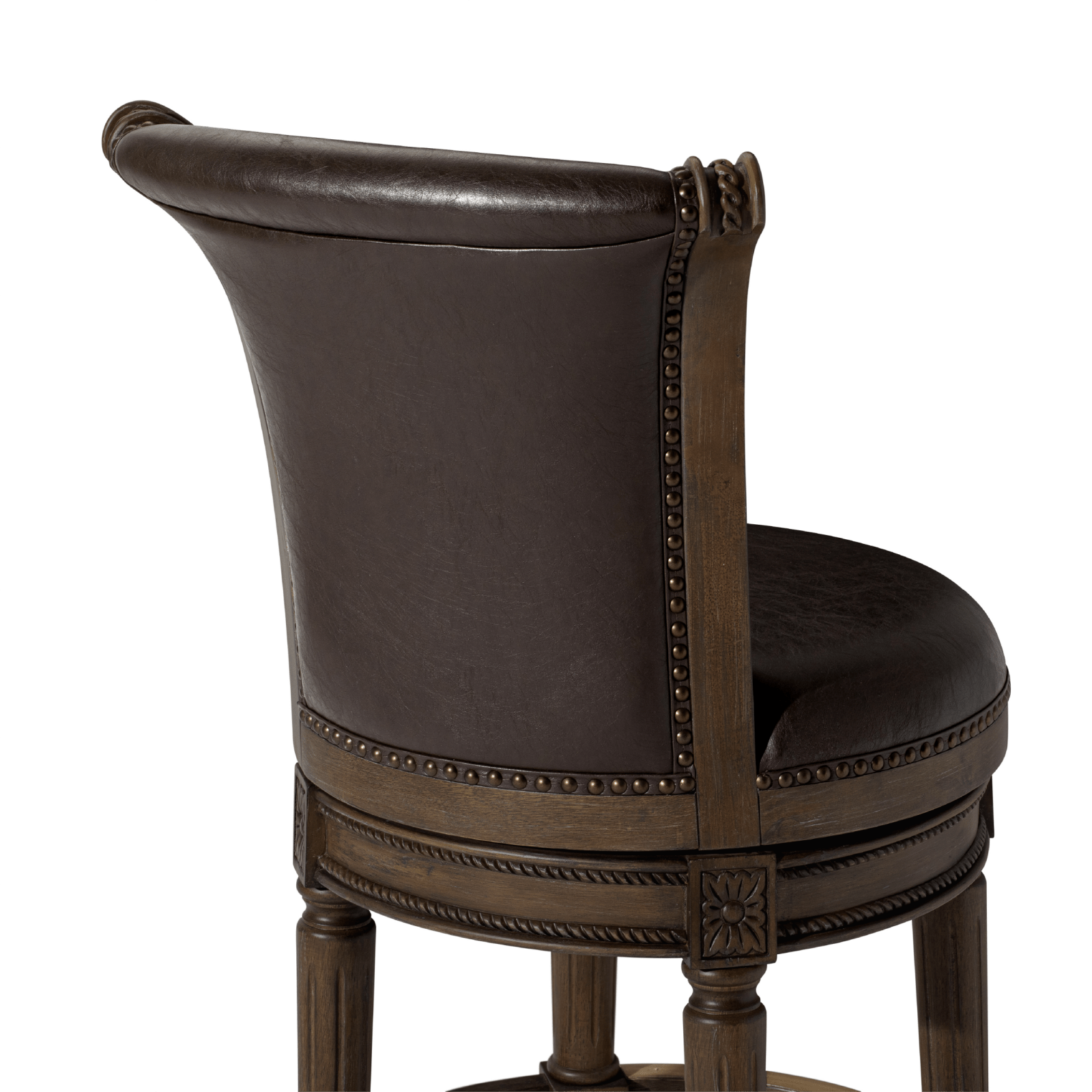 31" Pullman Bar Stool in Walnut Finish with Marskman Saddle Vegan Leather in Stools by Maven Lane