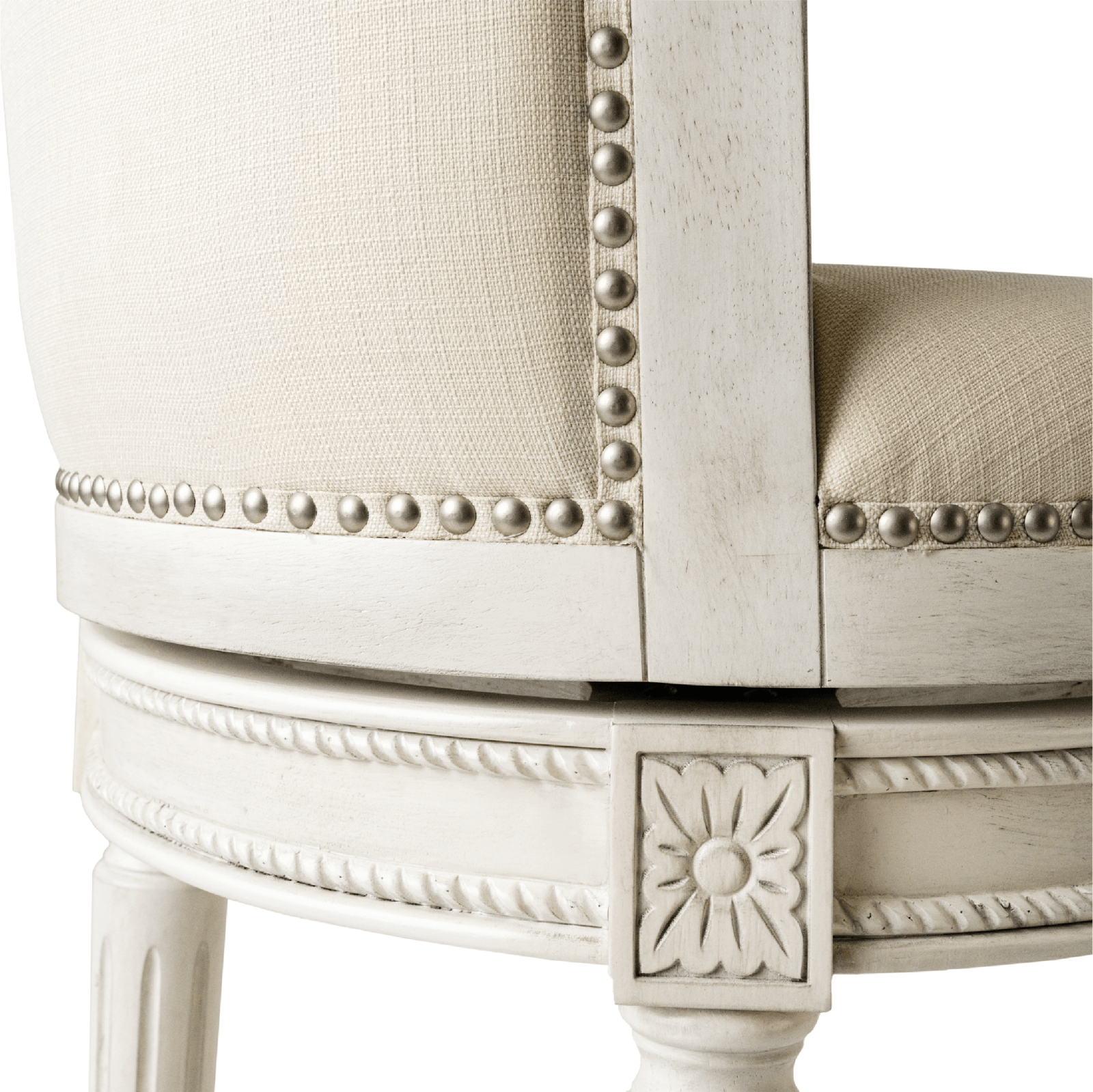 31" Pullman Bar Stool in Cream Finish with Natural Fabric (Set of 4) in Stools by Maven Lane