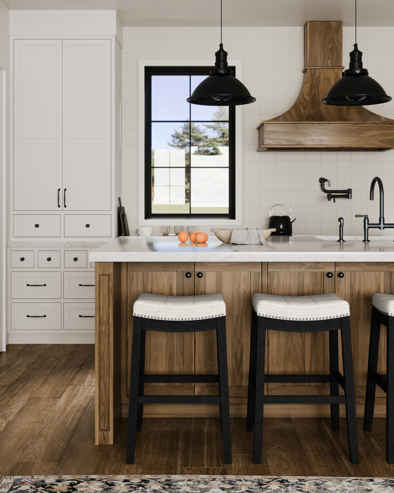 31" Sophia Backless Bar Stool in Aged Black Finish with Snow White Fabric in Stools by Maven Lane