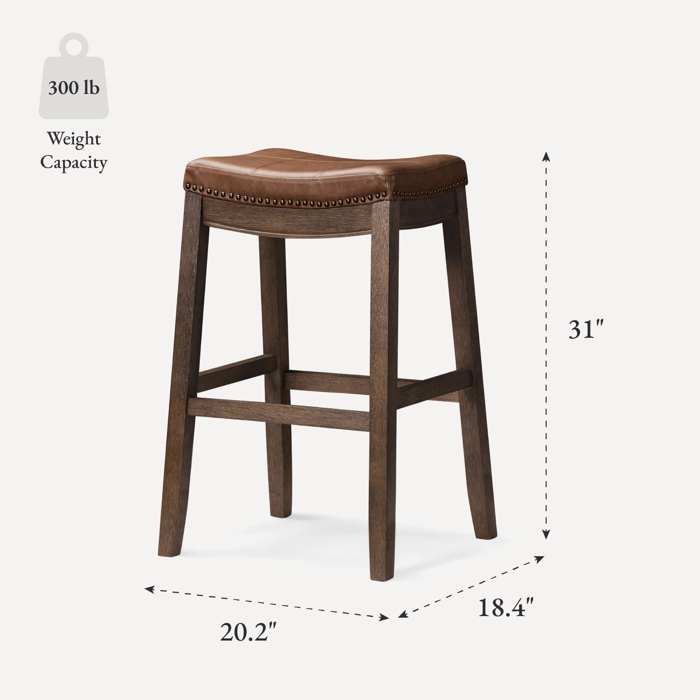 31" Sophia Backless Bar Stool in Aged Brown Finish with Cocoa Brown Vegan Leather in Stools by Maven Lane